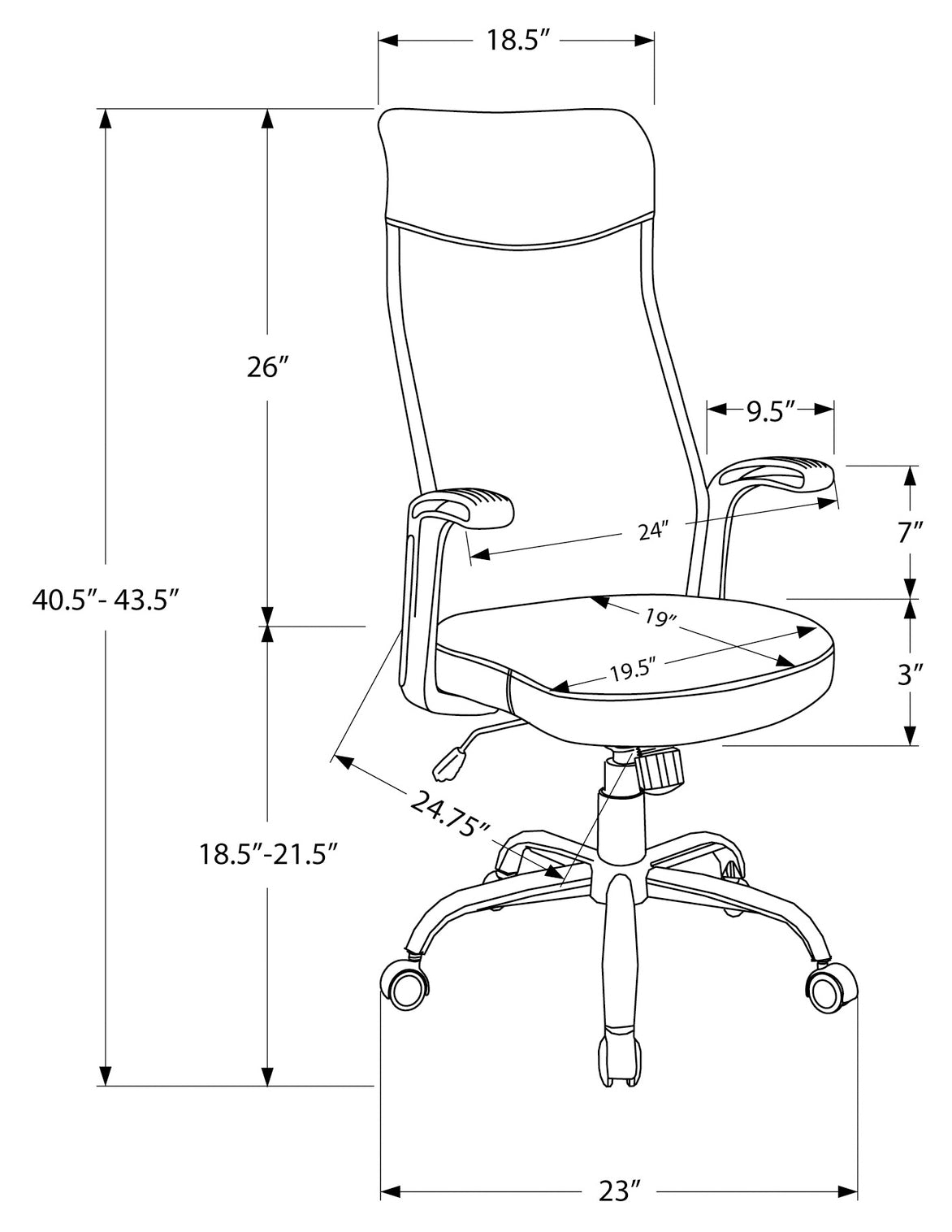 CHAISE DE BUREAU - BLANCHE / TISSU GRIS / MULTIPOSITIONS 