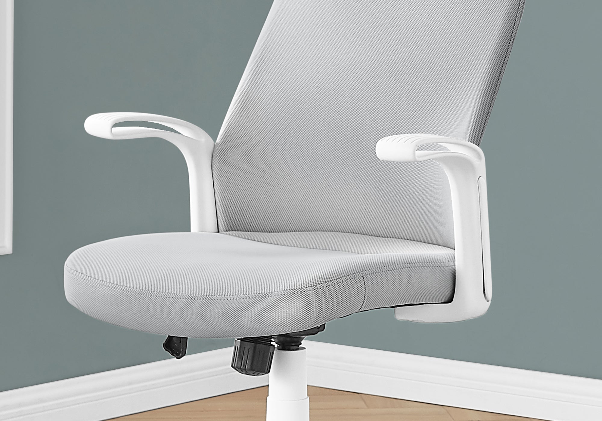CHAISE DE BUREAU - BLANCHE / TISSU GRIS / MULTIPOSITIONS 