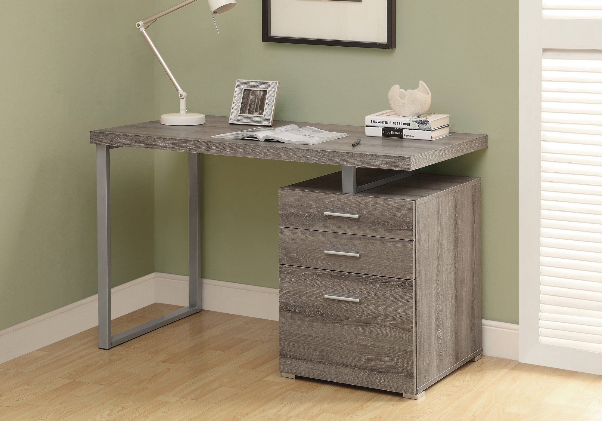BUREAU D'ORDINATEUR - 48"L / TAUPE FONCÉ ORIENTATION GAUCHE OU DROITE 