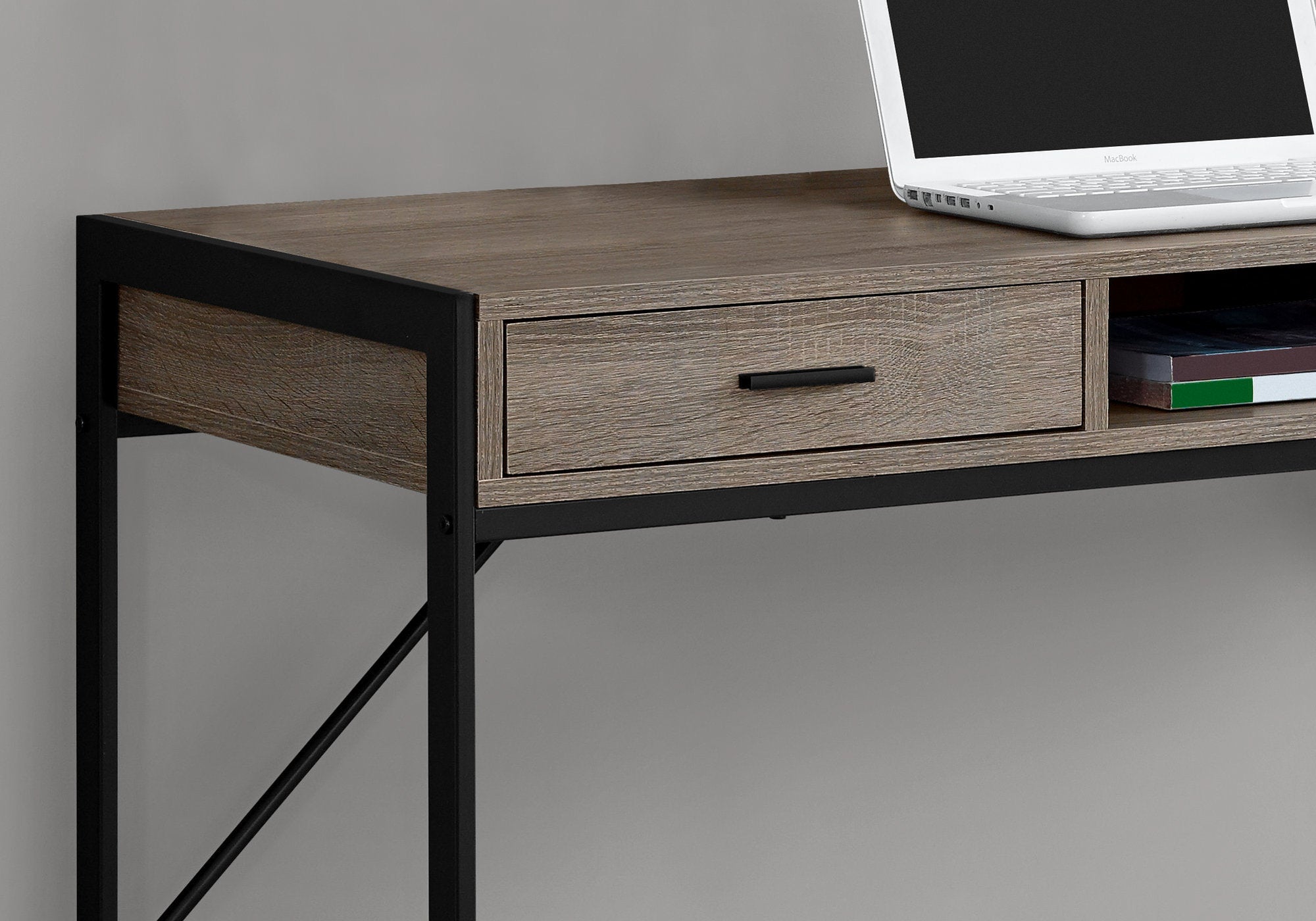 BUREAU D'ORDINATEUR - 48"L / TAUPE FONCE / METAL NOIR 