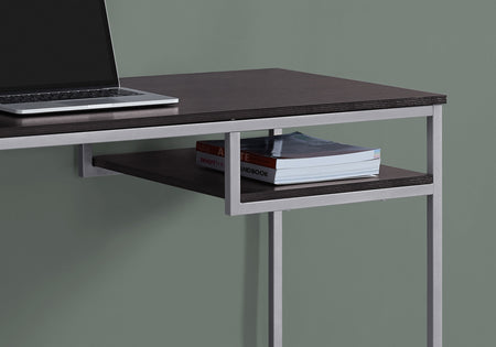 BUREAU D'ORDINATEUR - 48"L / ESPRESSO / METAL ARGENT
