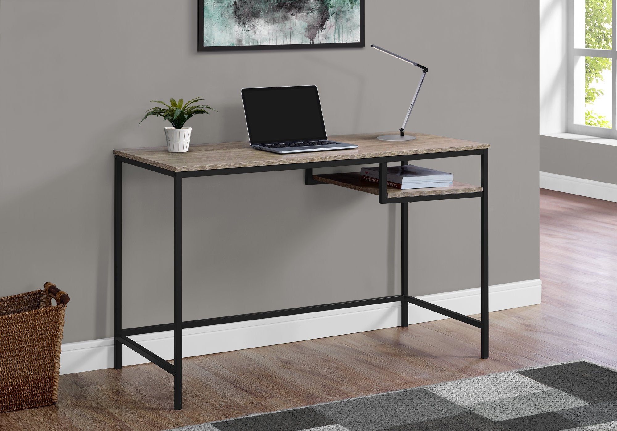 BUREAU D'ORDINATEUR - 48"L / TAUPE FONCE / METAL NOIR 