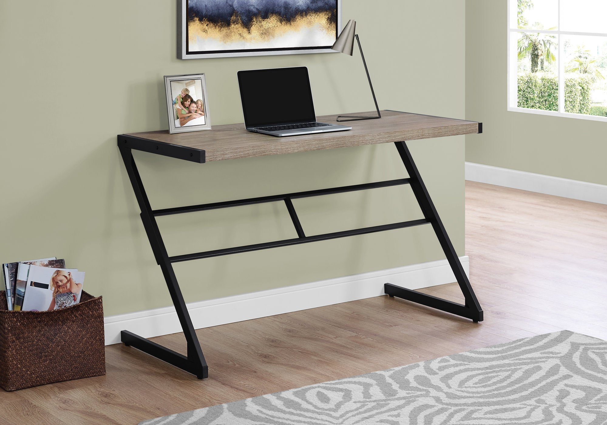 BUREAU D'ORDINATEUR - 48"L / TAUPE FONCE / METAL NOIR 