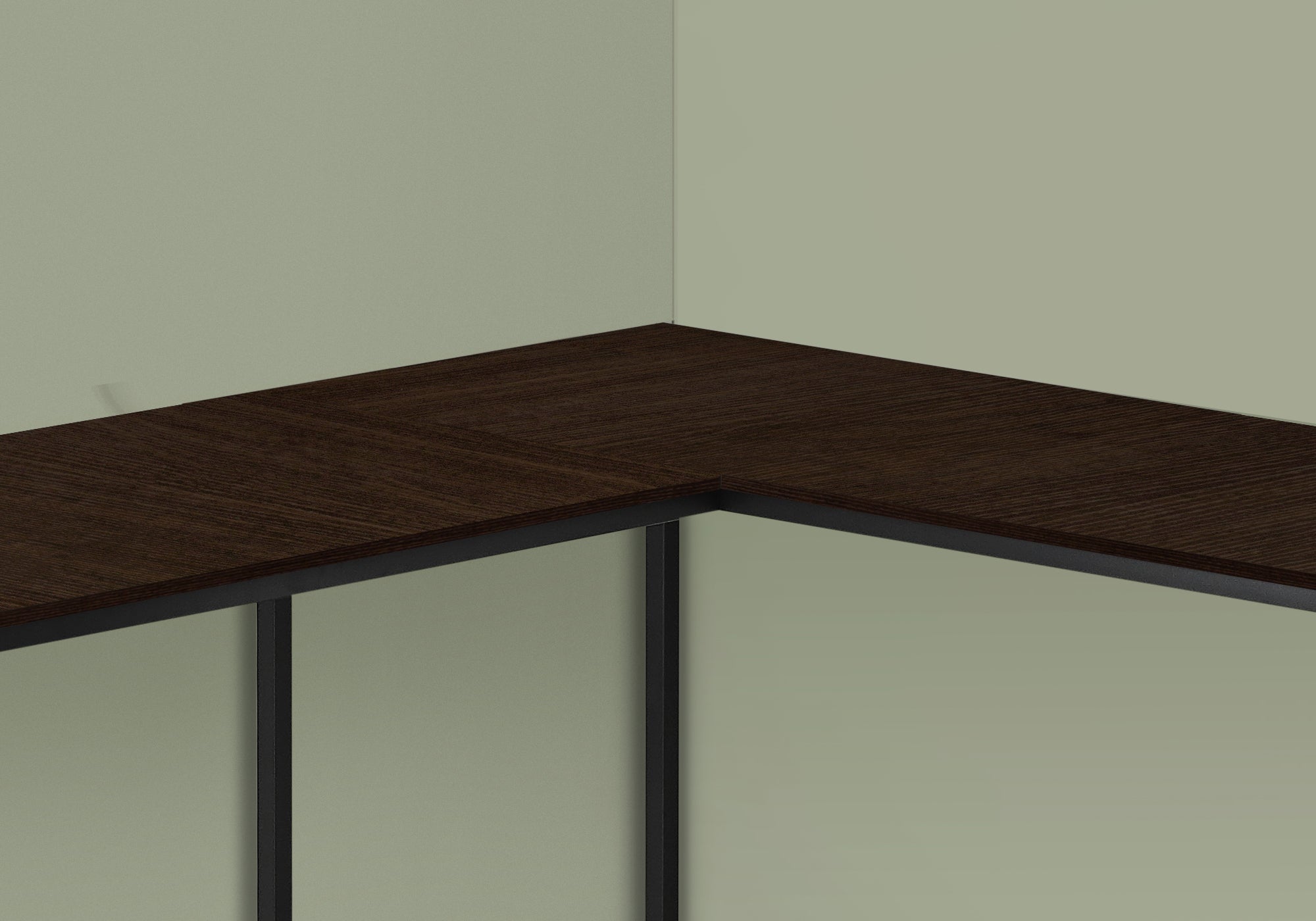 BUREAU D'ORDINATEUR - 58"L / DESSUS ESPRESSO / COIN METAL NOIR