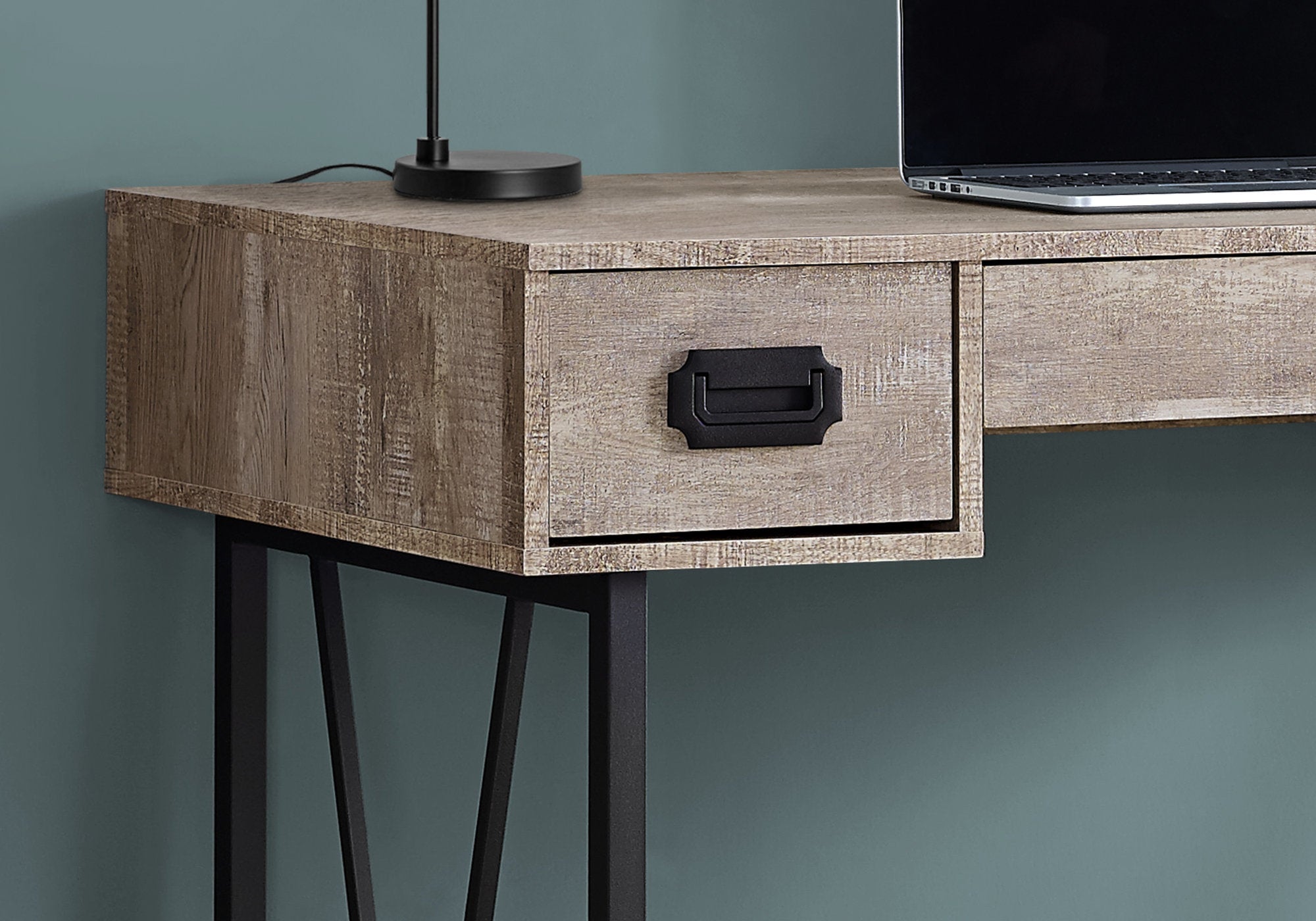 BUREAU D'ORDINATEUR - 48"L / BOIS DE RÉCUPÉRATION TAUPE / MÉTAL NOIR 