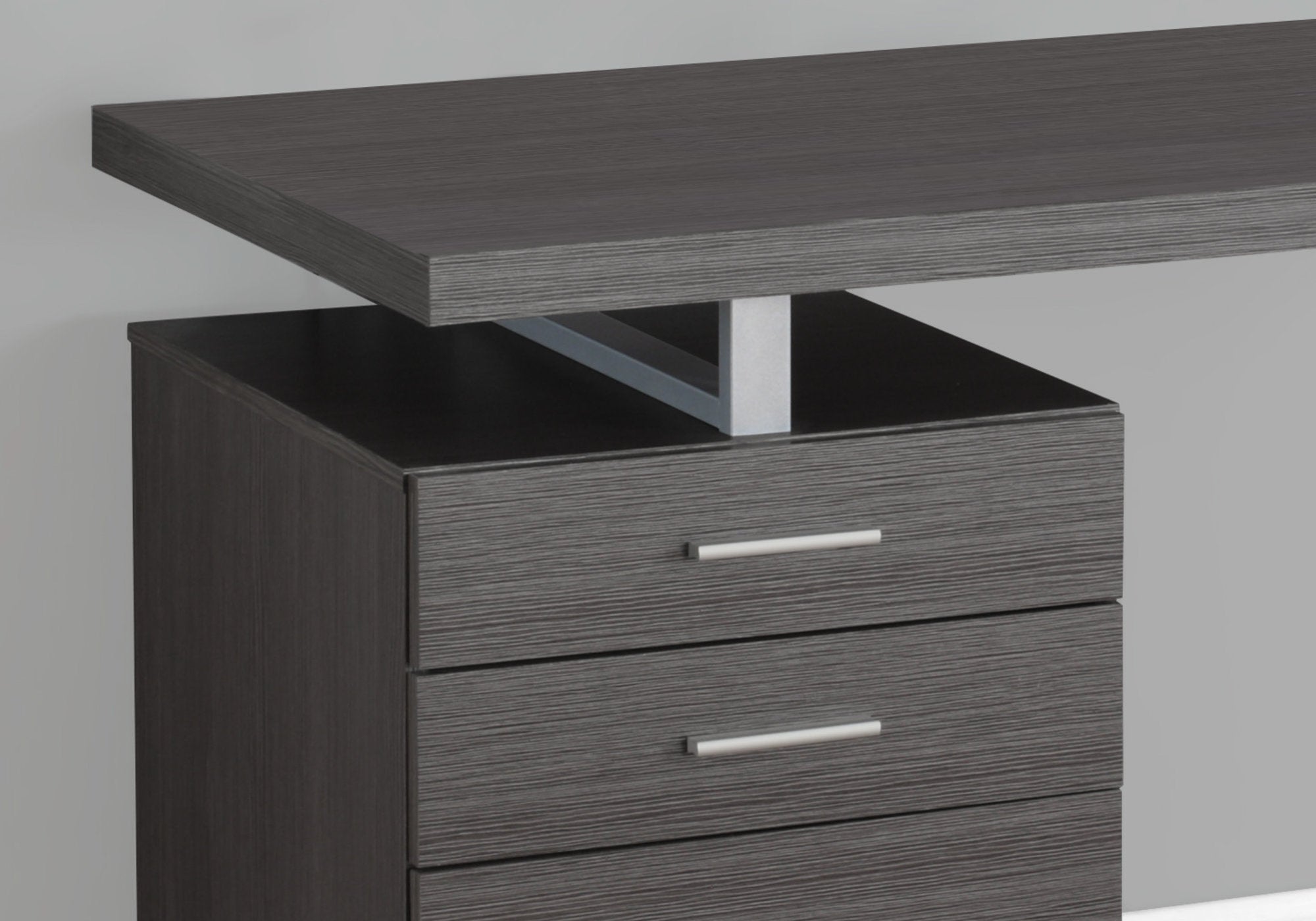 BUREAU D'ORDINATEUR - 48"L / GRIS ORIENTATION GAUCHE OU DROITE 