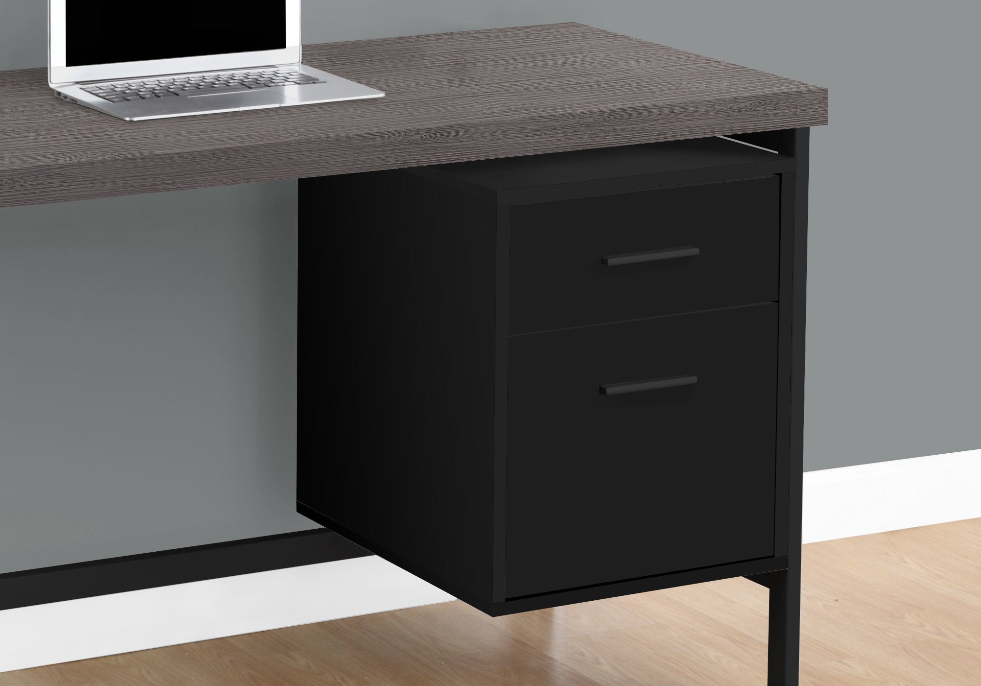 BUREAU D'ORDINATEUR - 48"L / NOIR / DESSUS GRIS / METAL NOIR 