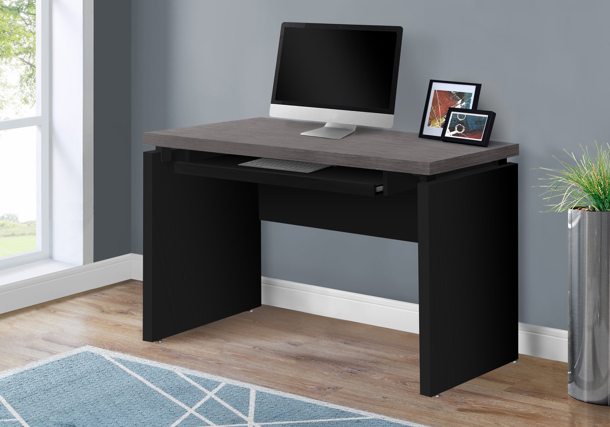 BUREAU D'ORDINATEUR - 48"L / NOIR / DESSUS GRIS 