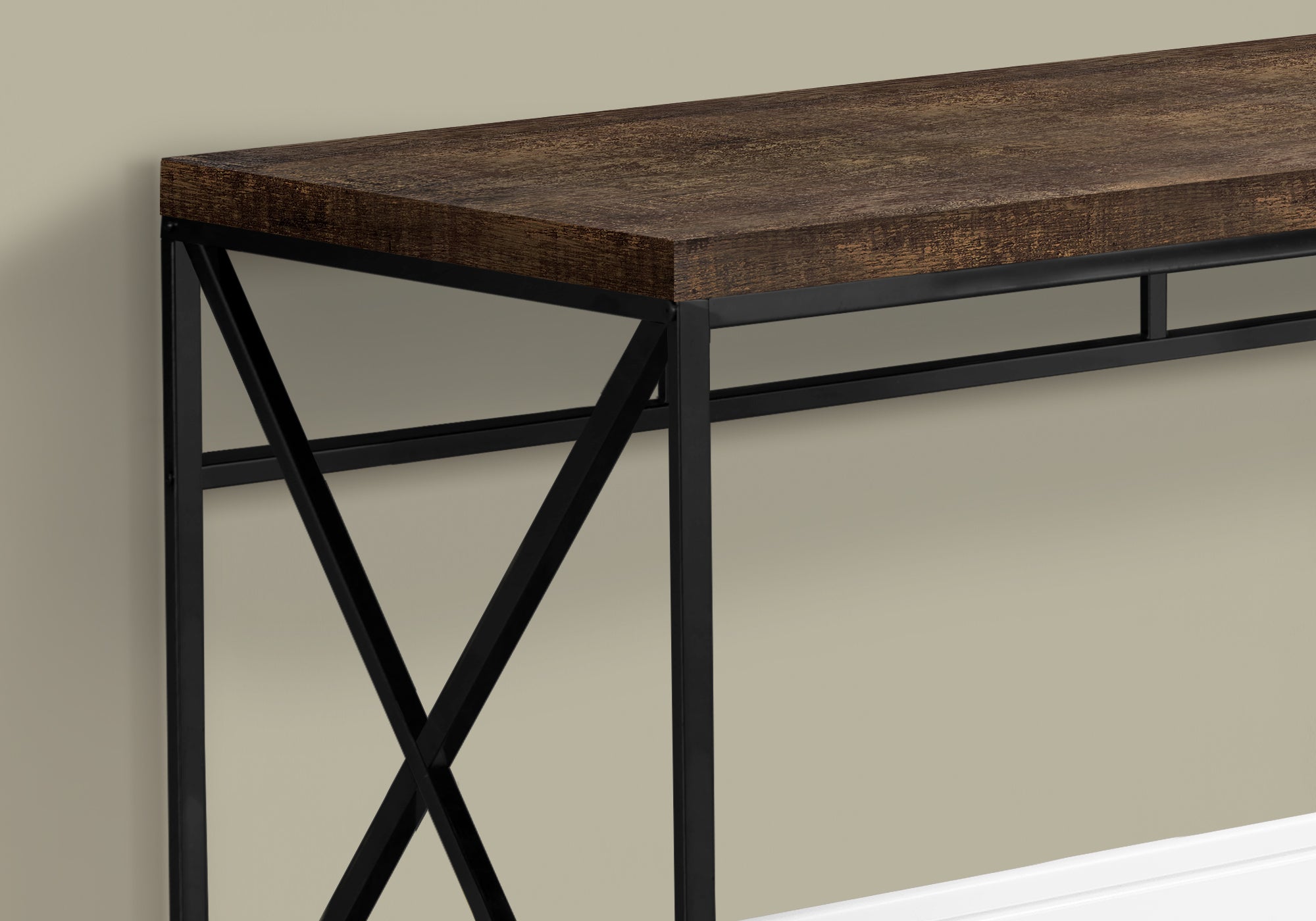 BUREAU D'ORDINATEUR - 48"L / BOIS DE RÉCUPÉRATION BRUN / MÉTAL NOIR