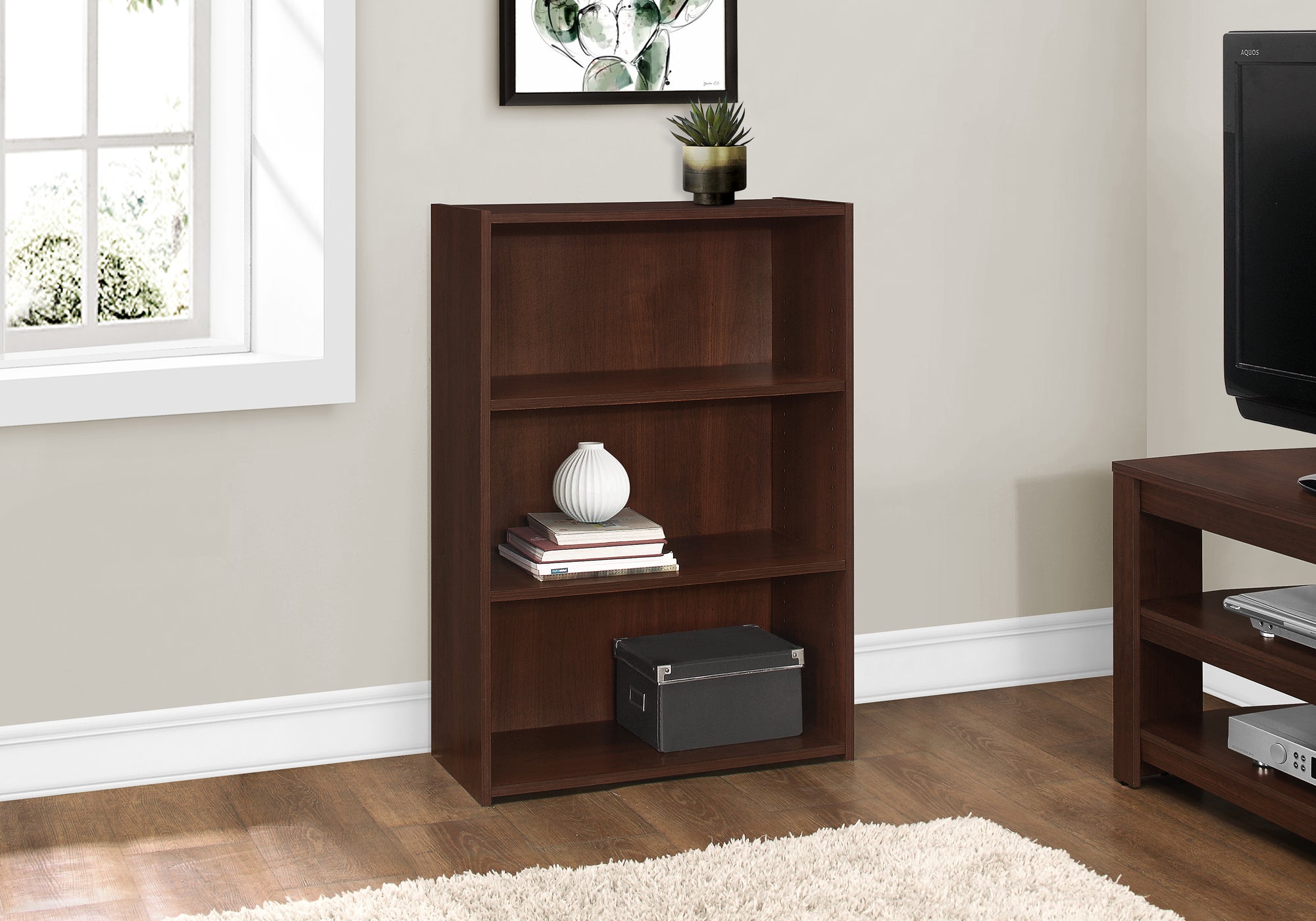 BIBLIOTHEQUE - 36"H / CERISE AVEC 3 TABLETTES