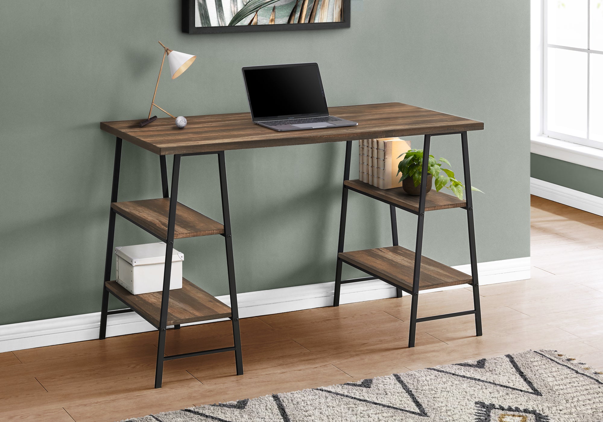 BUREAU D'ORDINATEUR - 48"L / BOIS DE RÉCUPÉRATION BRUN / MÉTAL NOIR 