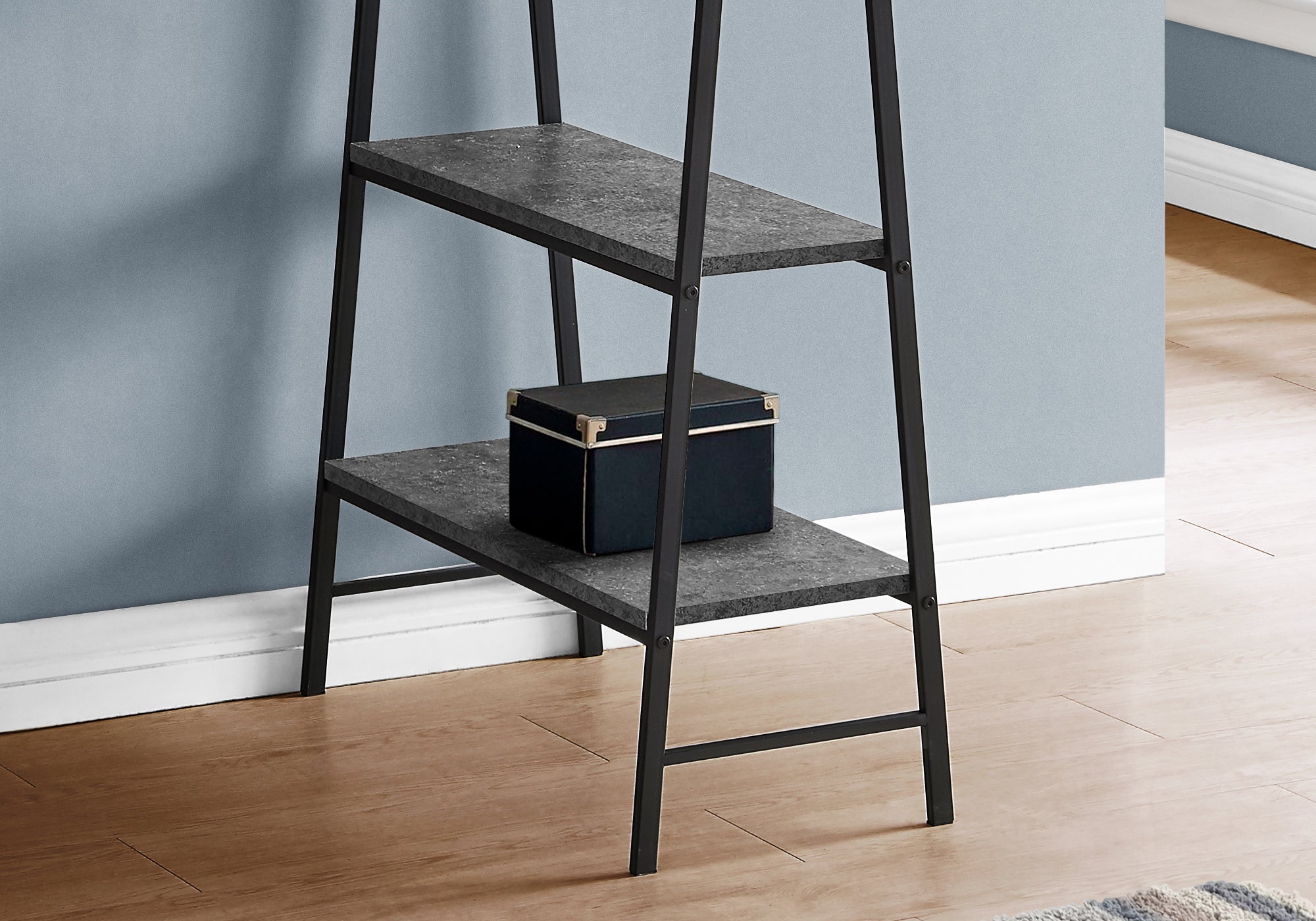 BUREAU D'ORDINATEUR - 48"L / SIMILI PIERRE GRIS / METAL NOIR