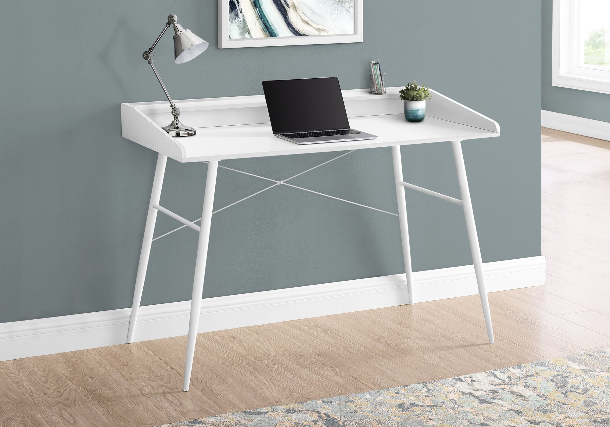 BUREAU D'ORDINATEUR - 48"L / BLANC / MÉTAL BLANC 