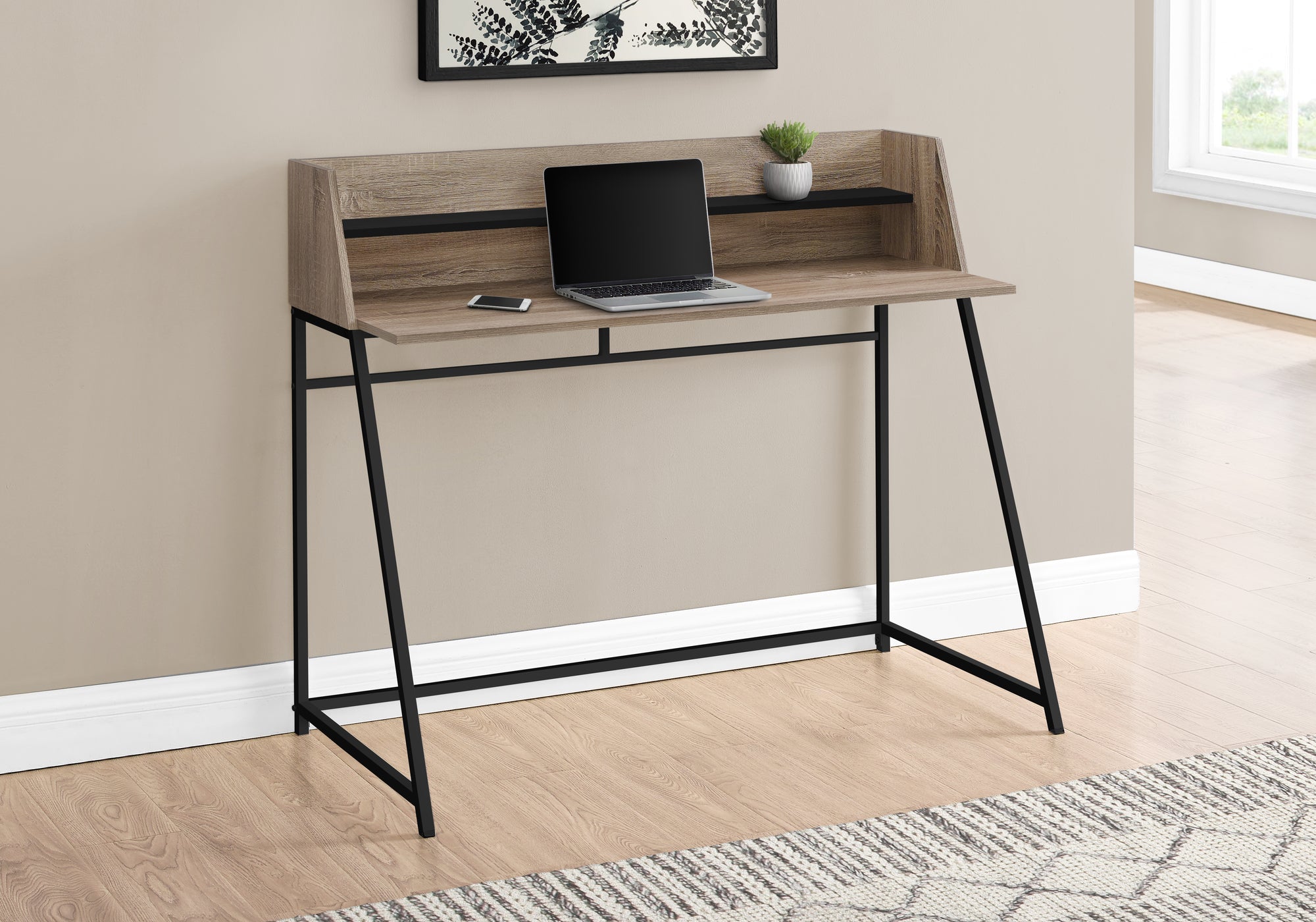 BUREAU D'ORDINATEUR - 48"L / TAUPE FONCE / METAL NOIR 