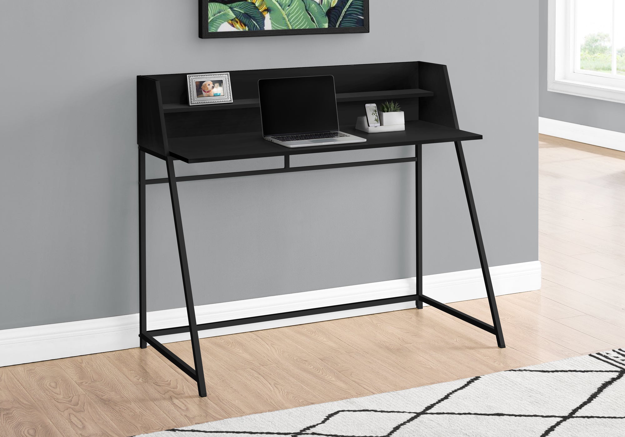 BUREAU D'ORDINATEUR - 48"L / NOIR / MÉTAL NOIR 