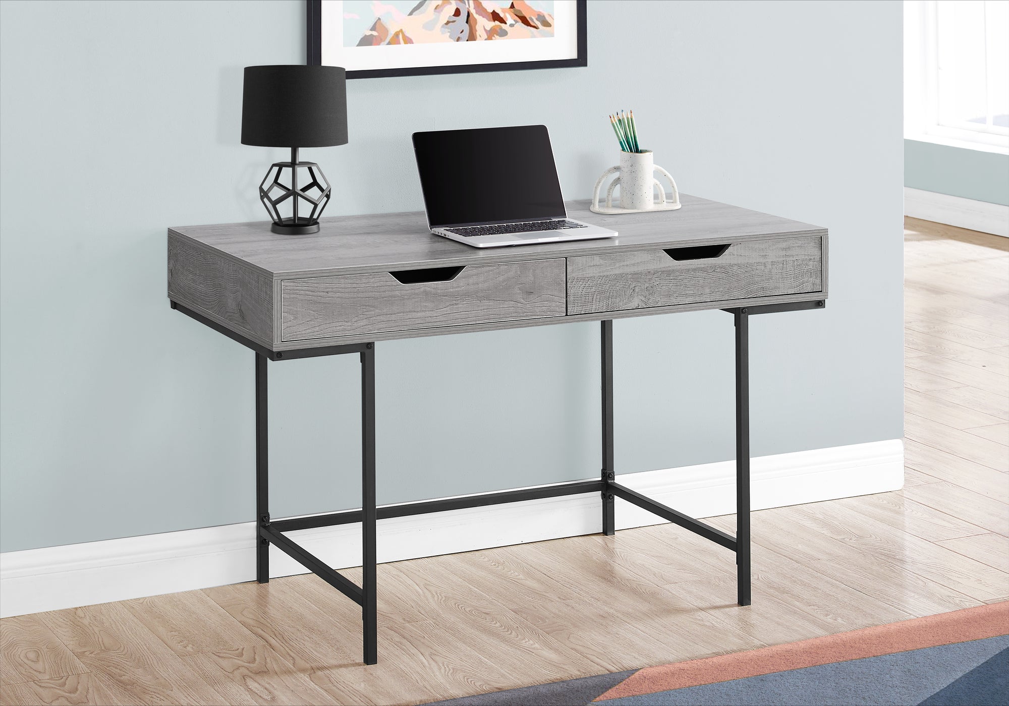 BUREAU D'ORDINATEUR - 48"L / GRIS / METAL NOIR 