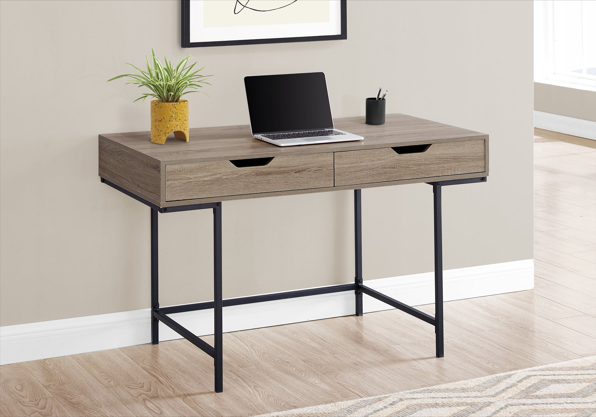 BUREAU D'ORDINATEUR - 48"L / TAUPE FONCE / METAL NOIR 