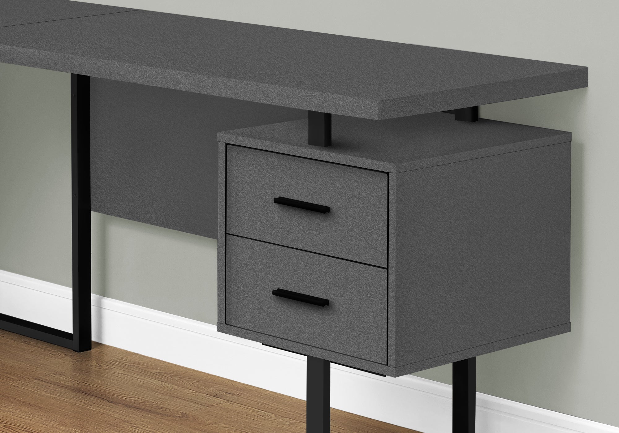 BUREAU D'ORDINATEUR - 70"L / GRIS MODERNE / METAL NOIR / G/D 