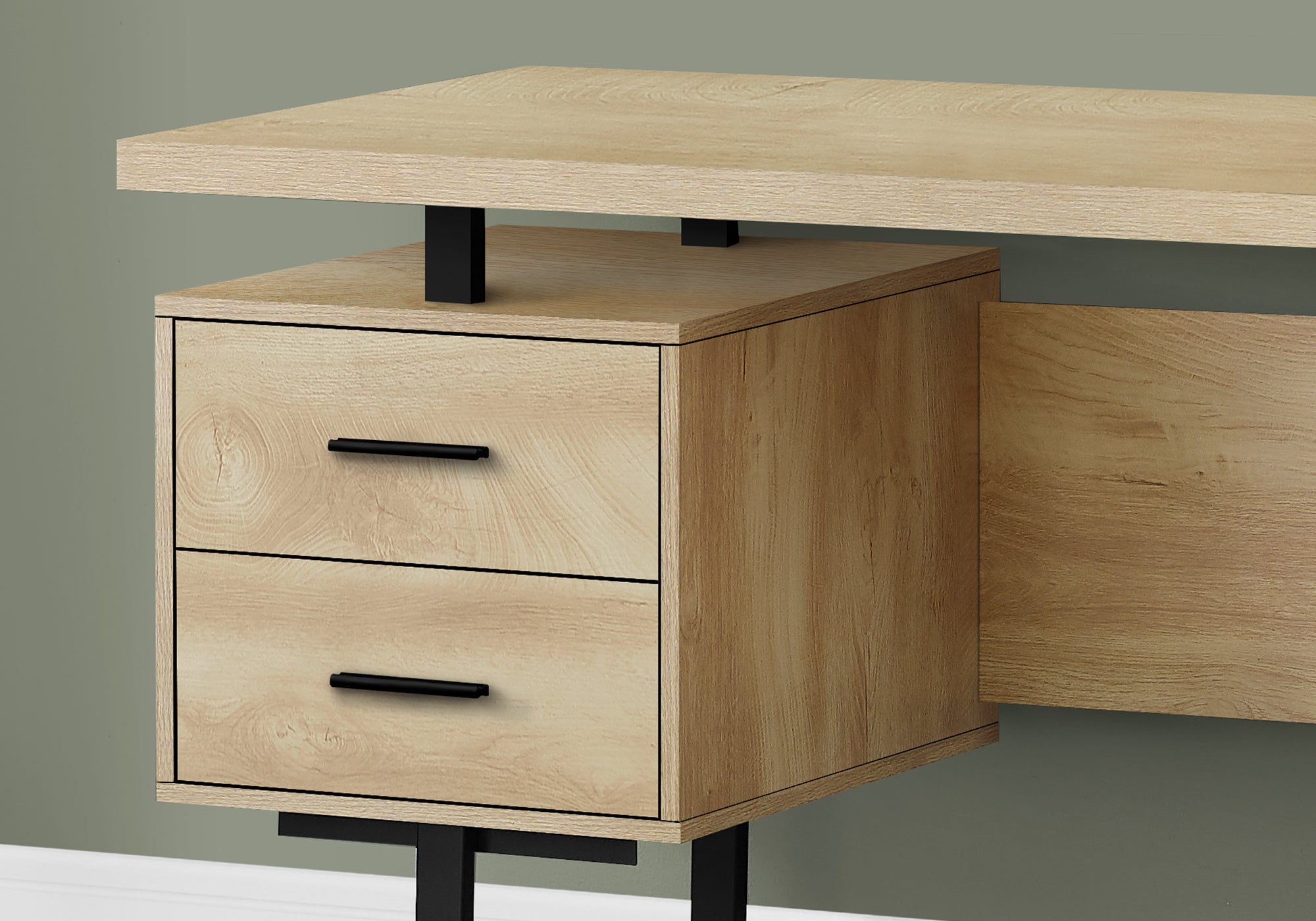 BUREAU D'ORDINATEUR - 60"L / NATUREL / METAL NOIR 