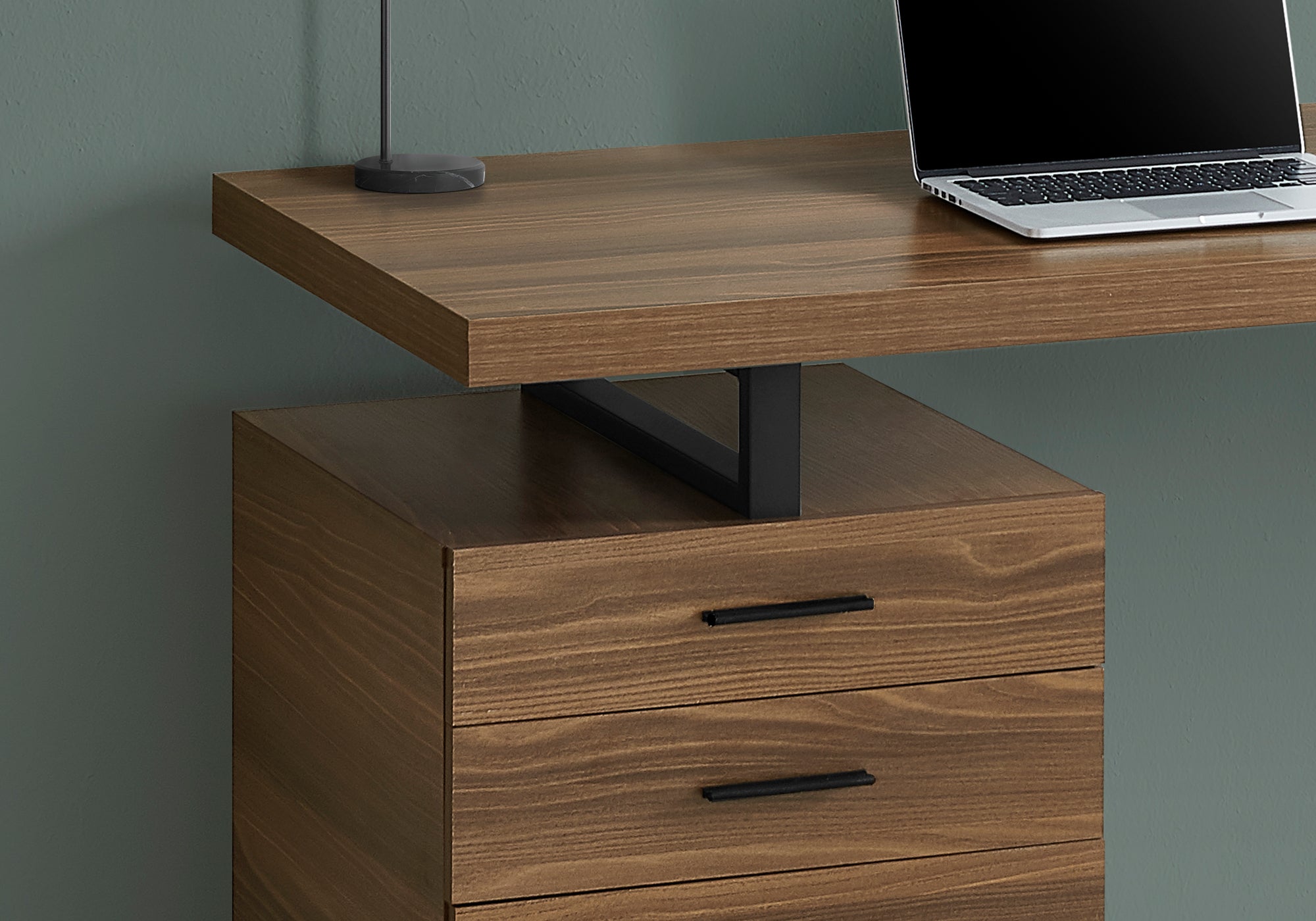 BUREAU D'ORDINATEUR - 48"L / NOYER / METAL NOIR / FAÇADE G/D 