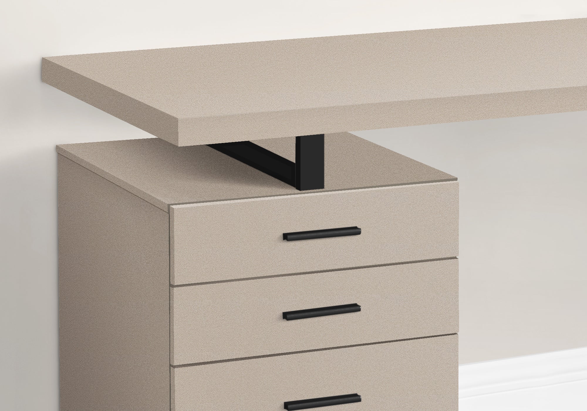 BUREAU D'ORDINATEUR - 48"L / TAUPE MODERNE / METAL NOIR / G/D 
