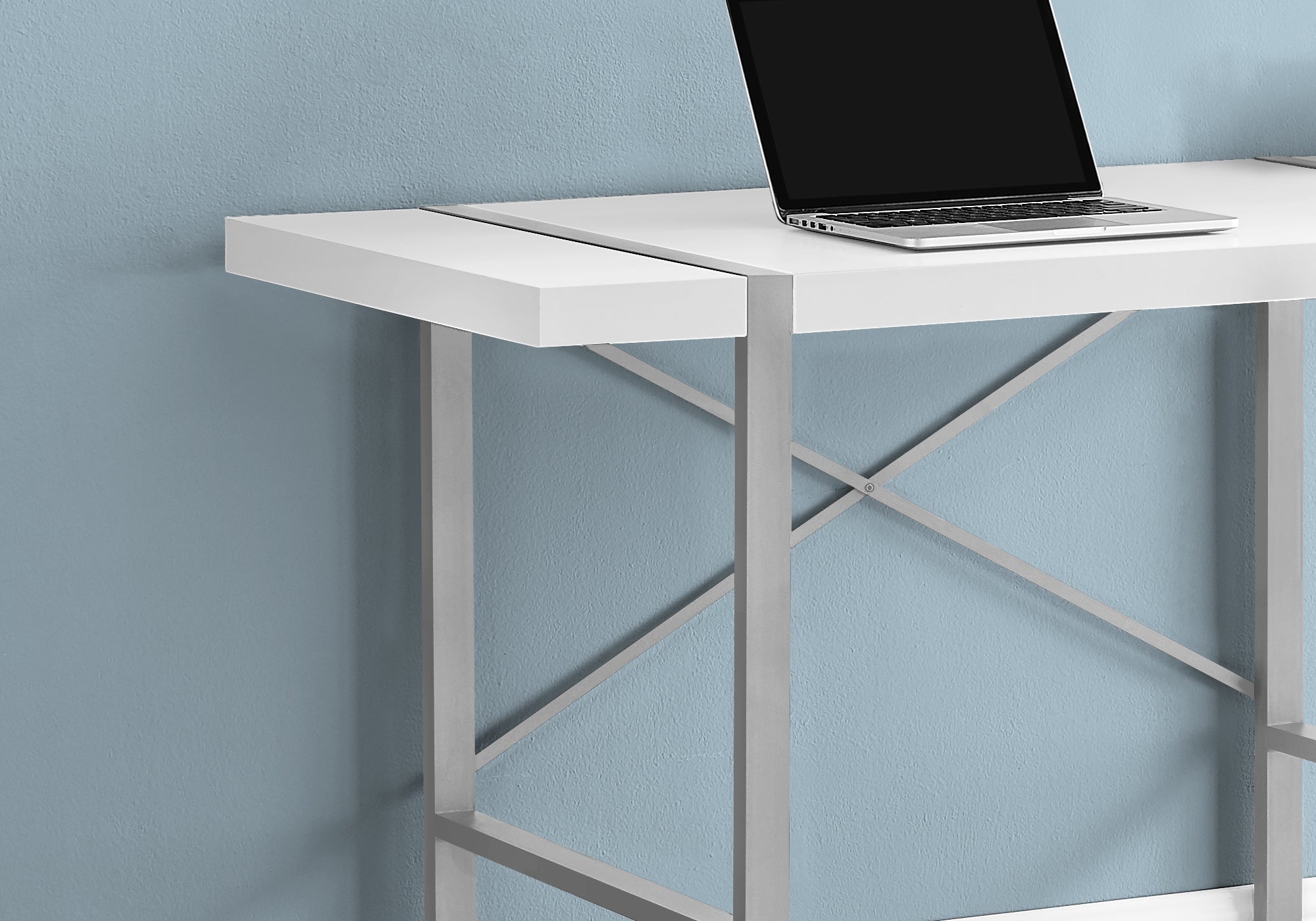 BUREAU D'ORDINATEUR - 48"L / BLANC / METAL ARGENT 