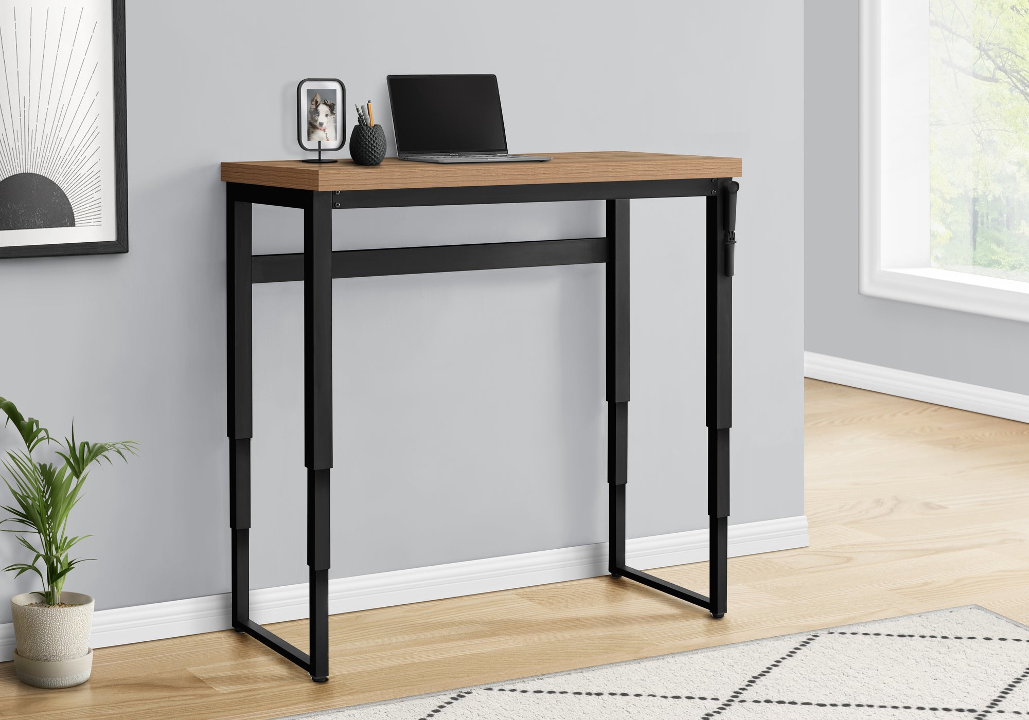 BUREAU D'ORDINATEUR - 48"L / BOIS RÉCUPÉRÉ / HAUTEUR AJUSTABLE / NOIR 