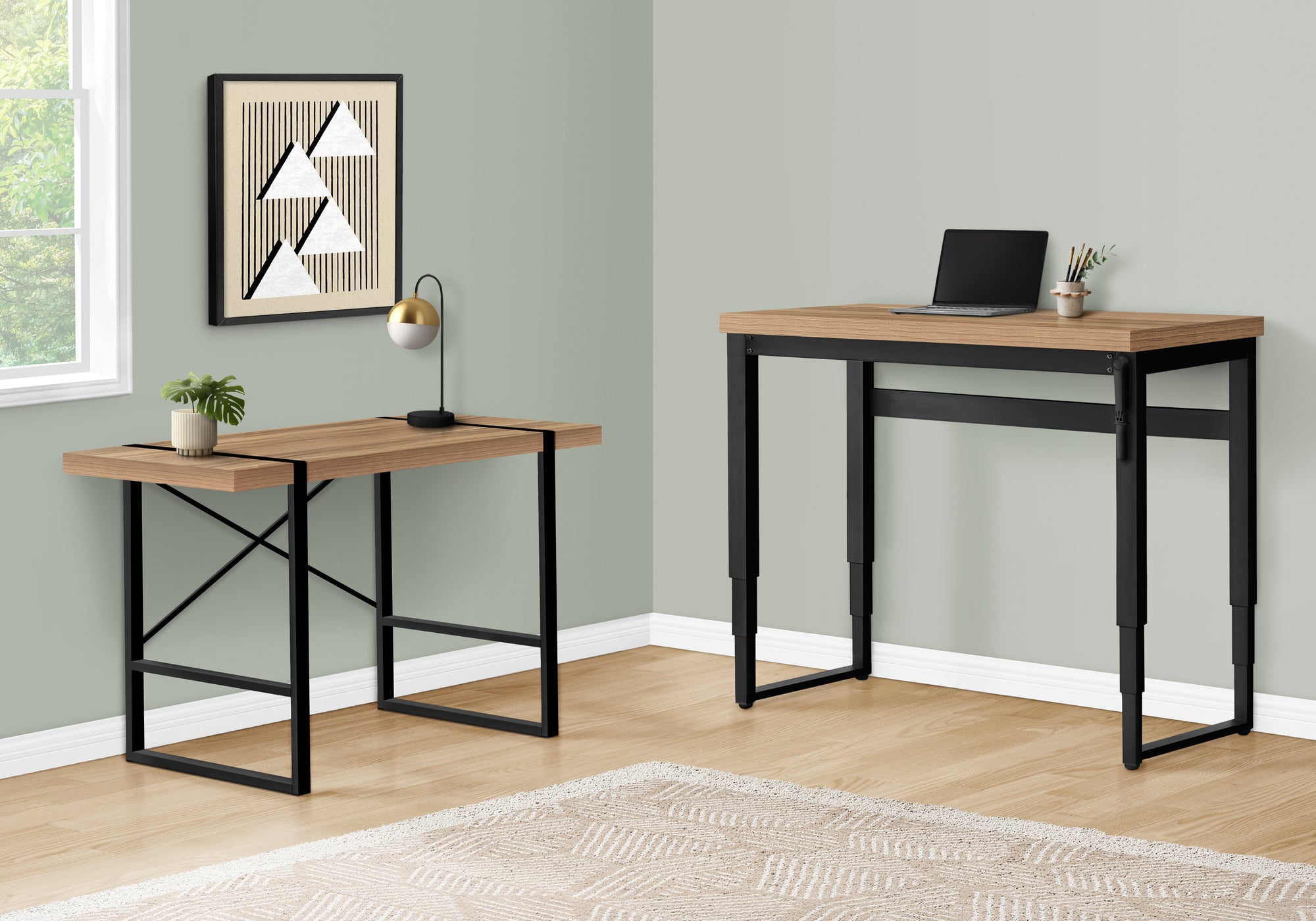 BUREAU D'ORDINATEUR - 48"L / BOIS RÉCUPÉRÉ / HAUTEUR AJUSTABLE / NOIR 