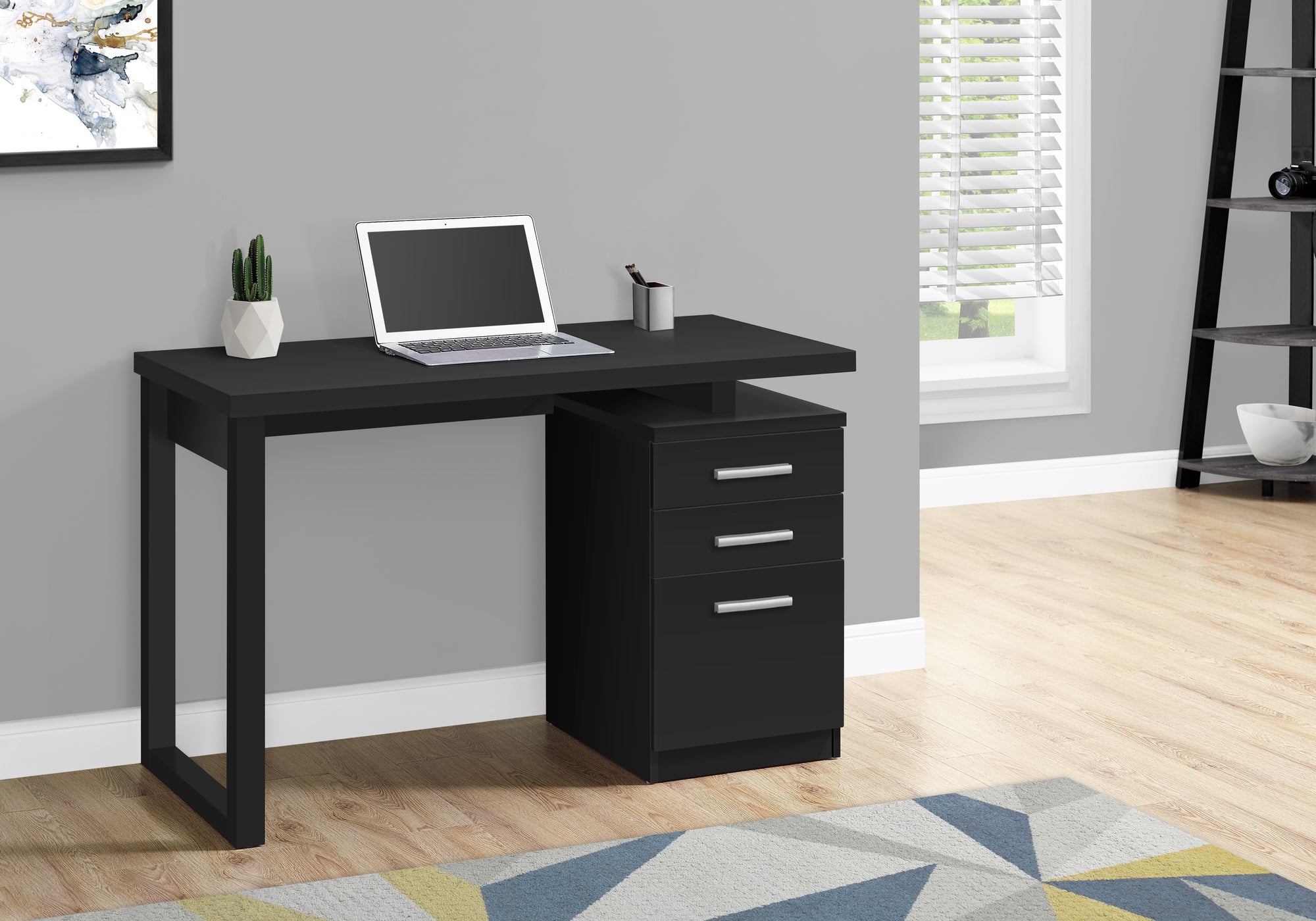 BUREAU D'ORDINATEUR - 48"L / NOIR ORIENTATION GAUCHE OU DROITE 