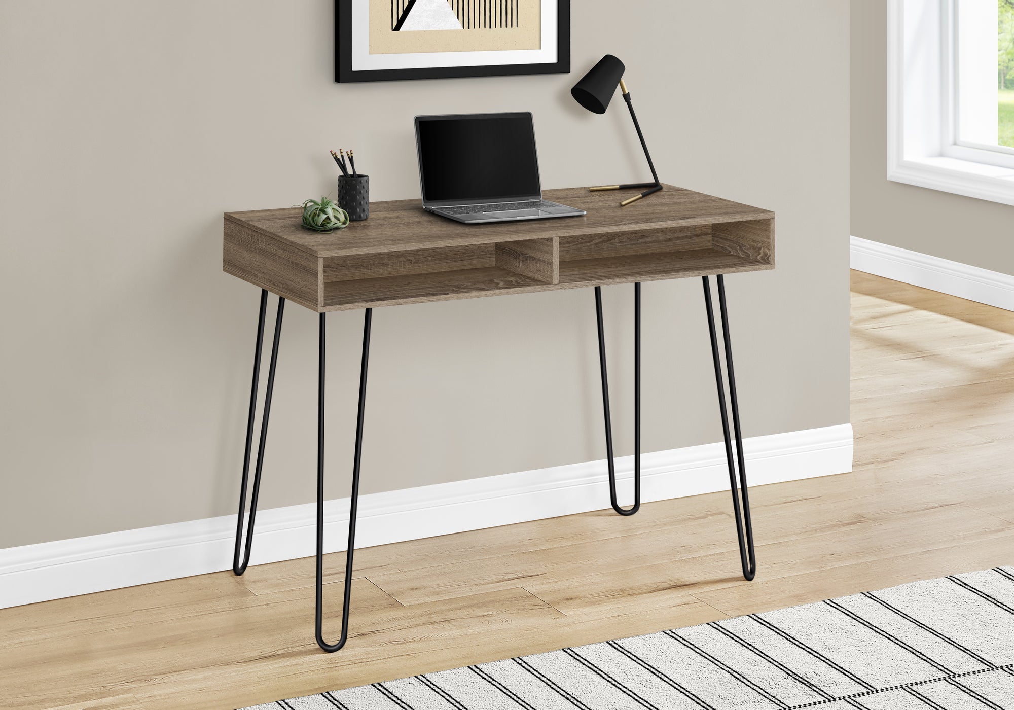 BUREAU D'ORDINATEUR - 40"L / TAUPE FONCE / METAL NOIR 