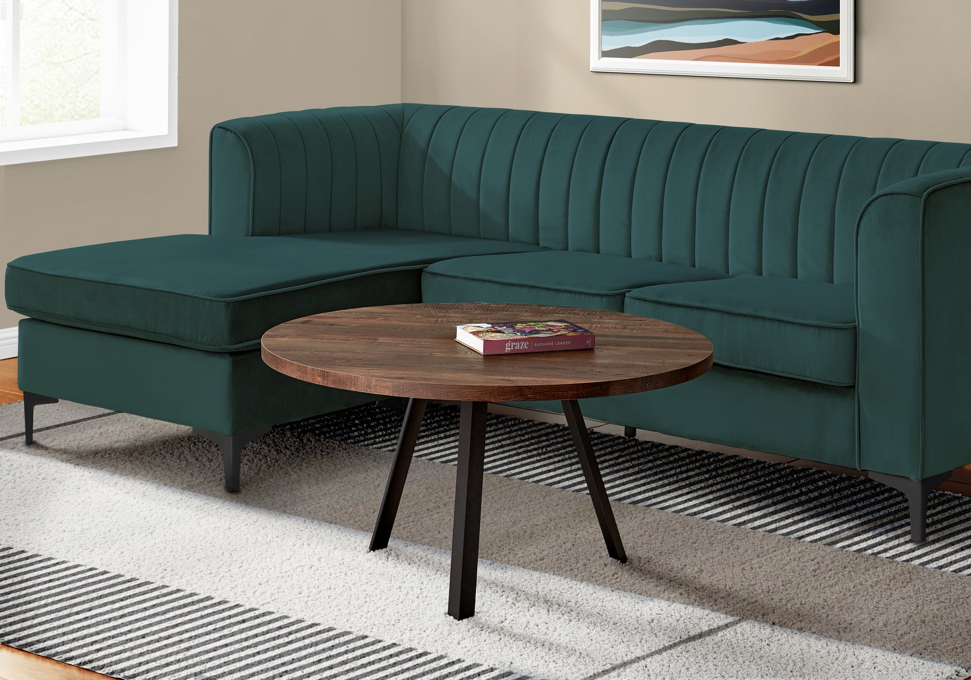 TABLE BASSE - 36"DIA/BOIS DE RÉCUPÉRATION BRUN/MÉTAL NOIR 