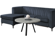 TABLE BASSE - 36"DIA/ BOIS DE RÉCUPÉRATION GRIS / MÉTAL NOIR 