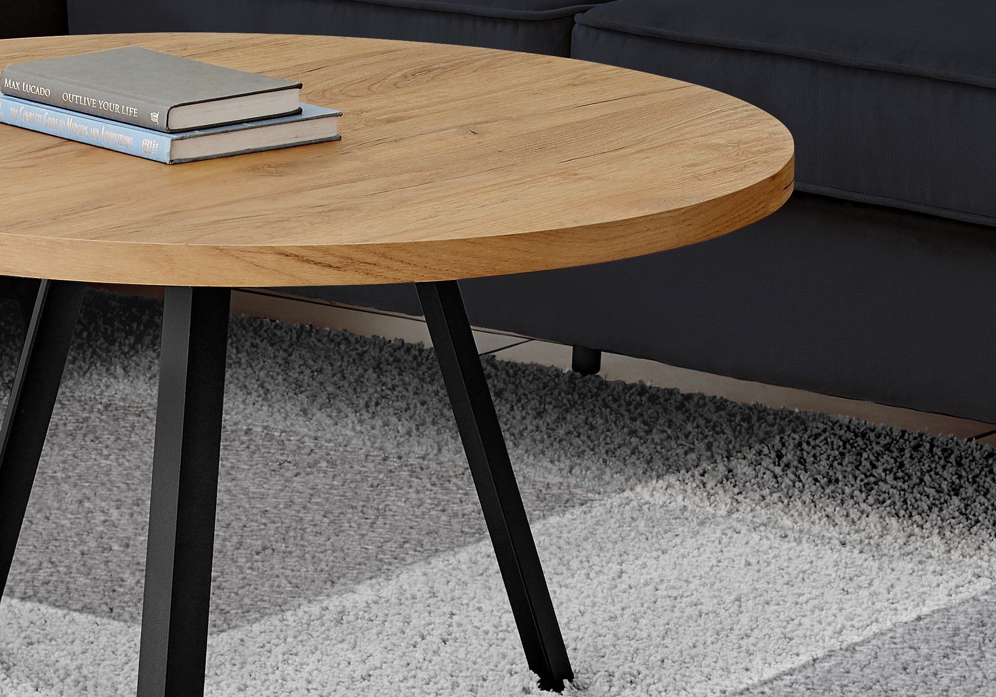 TABLE BASSE - 36"DIA/ PIN DORÉ / METAL NOIR 