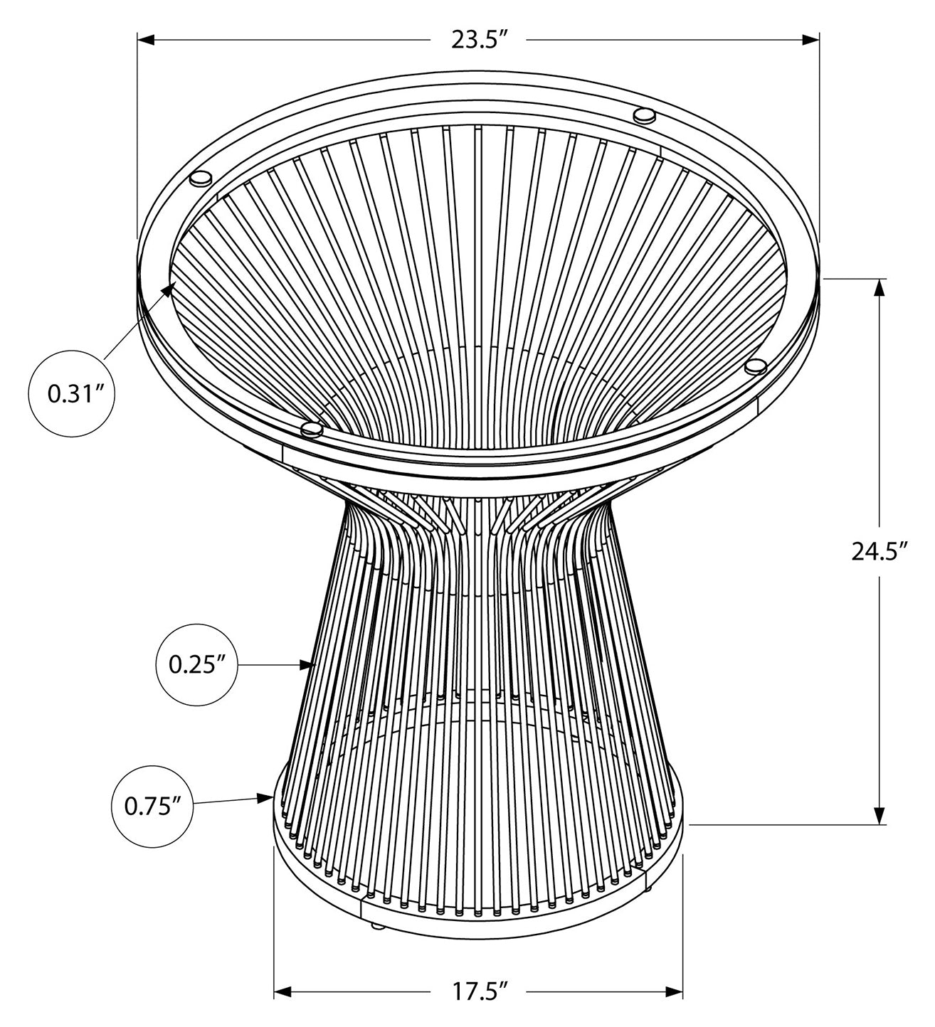 TABLE D'APPOINT - 24"H / ACIER INOXYDABLE AVEC VERRE TREMPÉ 