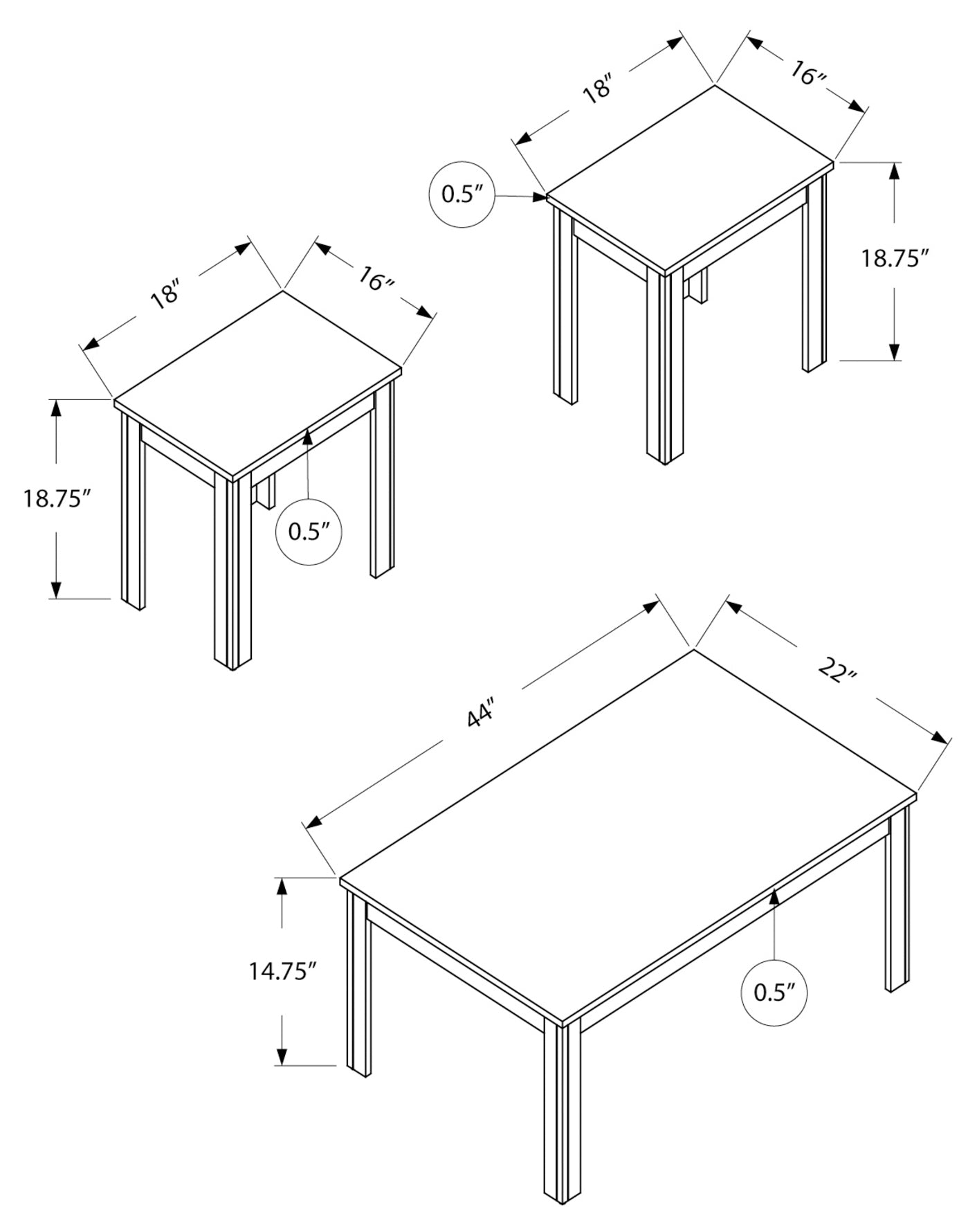 SET DE TABLE - 3PCS / NOIR 
