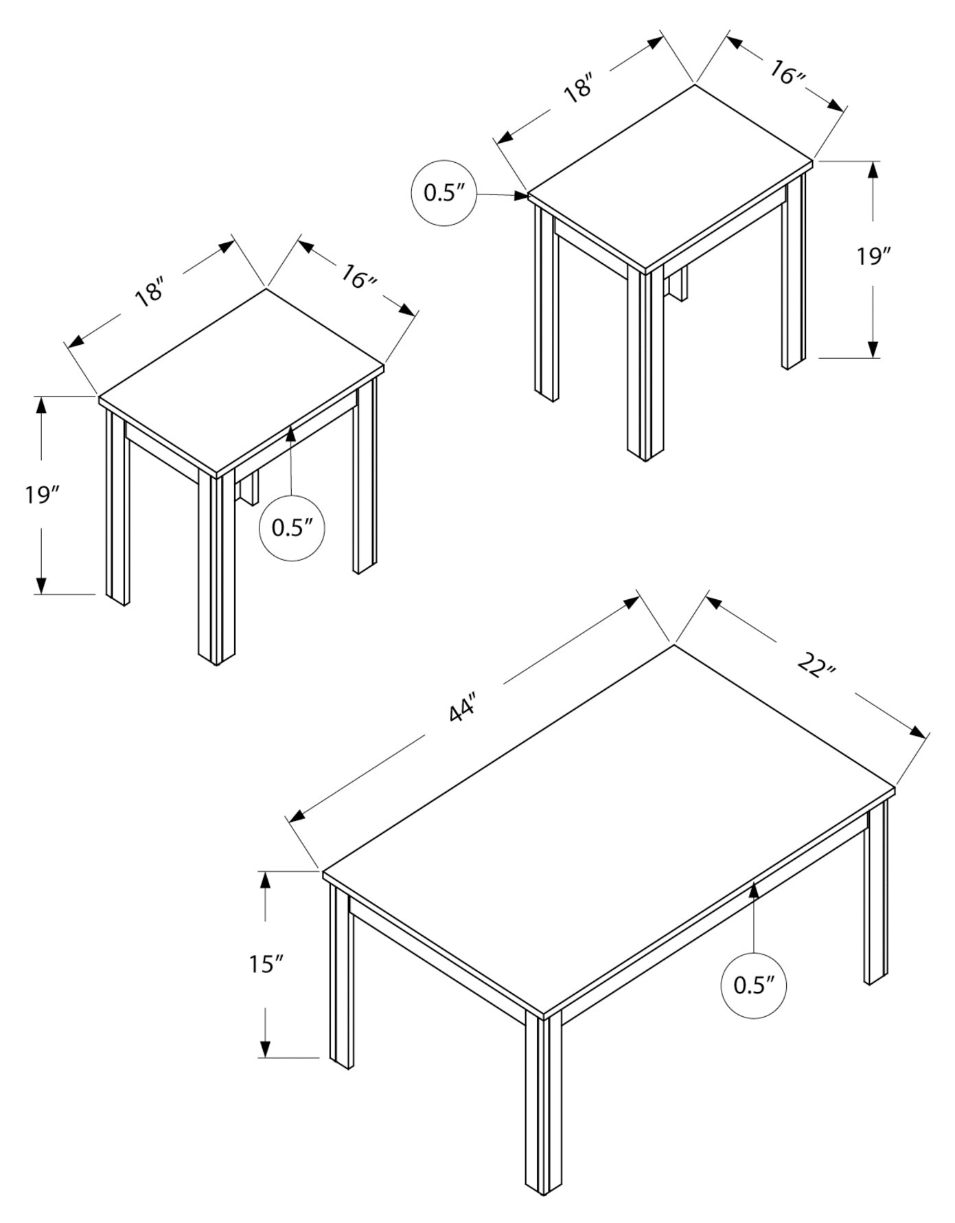 SET DE TABLE - 3PCS / TAUPE FONCE 