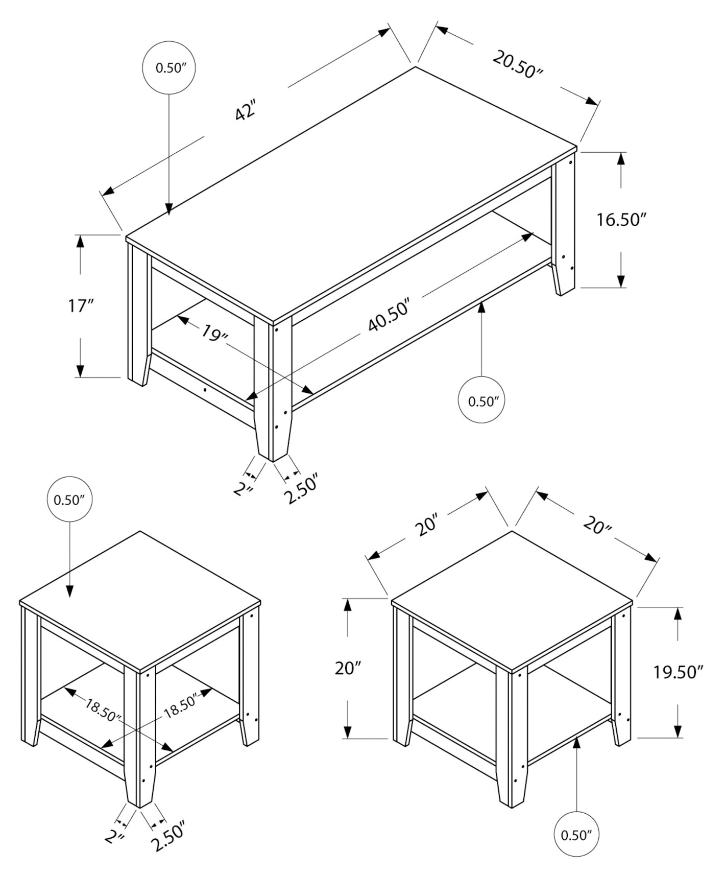 SET DE TABLE - 3PCS / TAUPE FONCÉ 