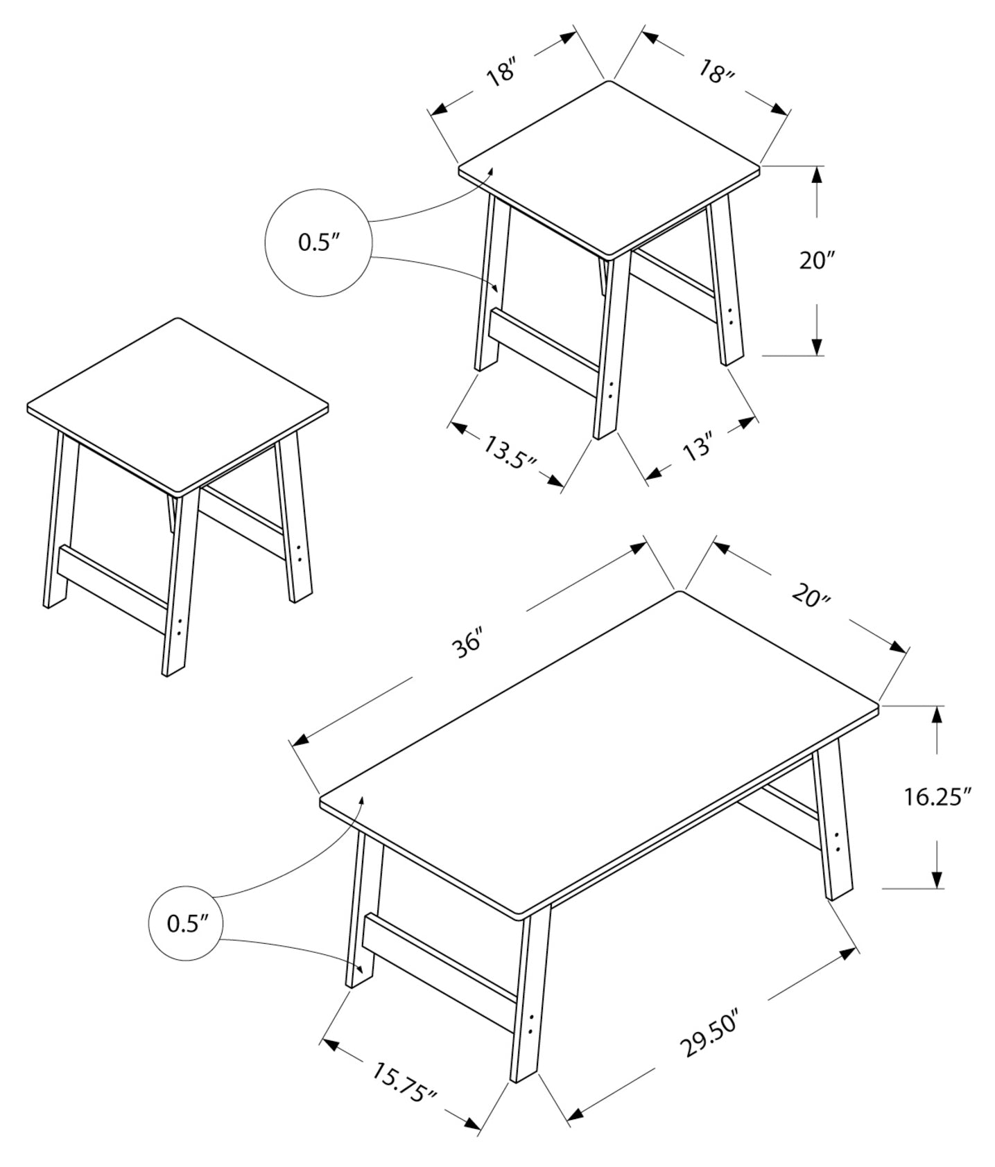 SET DE TABLE - 3PCS / GRIS 