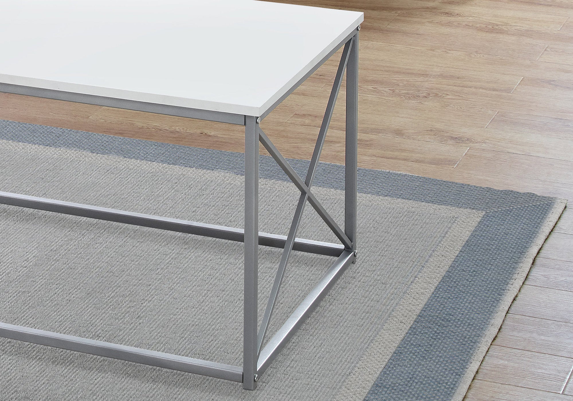 SET DE TABLE - 3PCS / BLANC / METAL ARGENT
