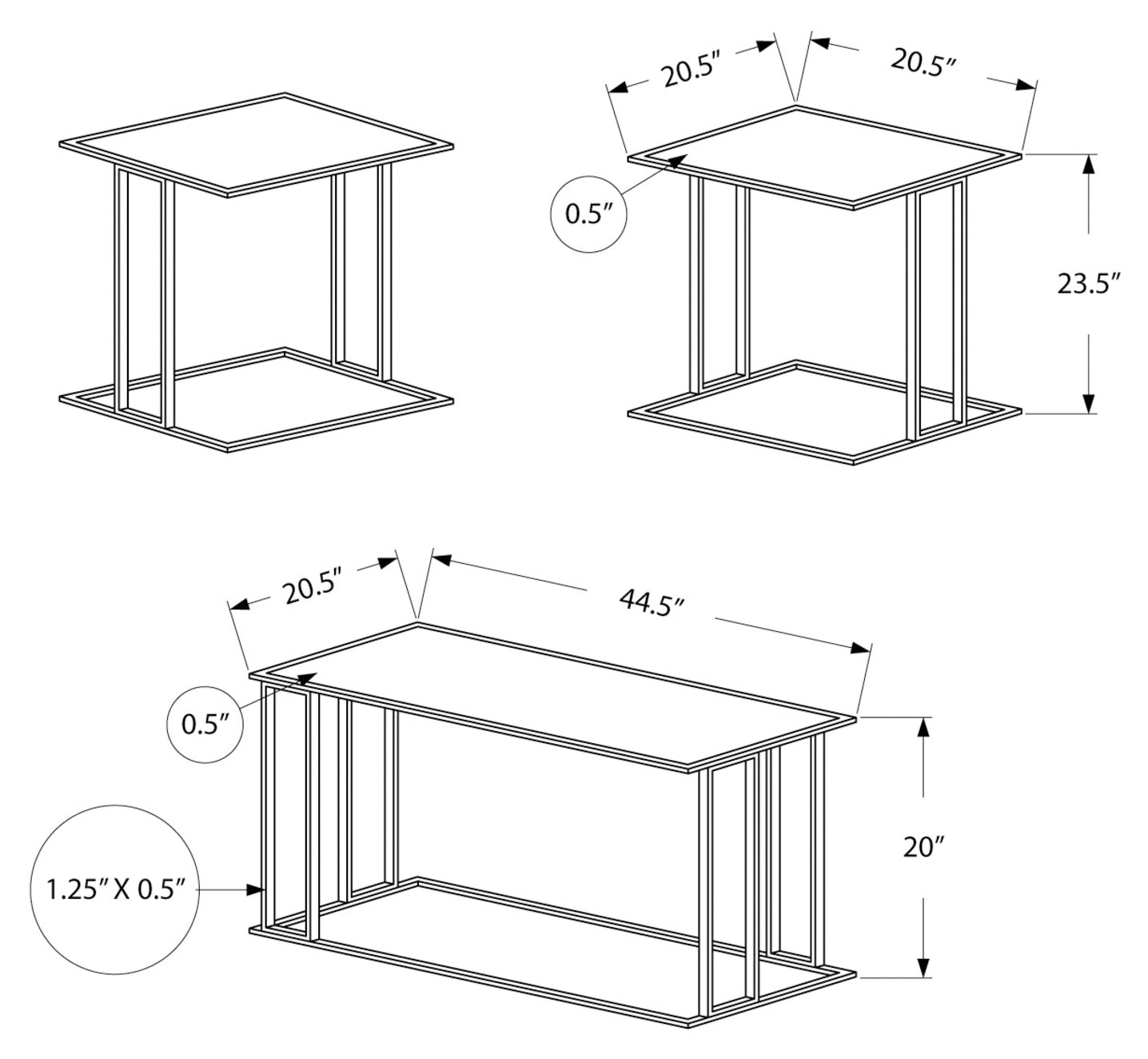 SET DE TABLE - SET 3PCS / ESPRESSO / METAL ARGENT 