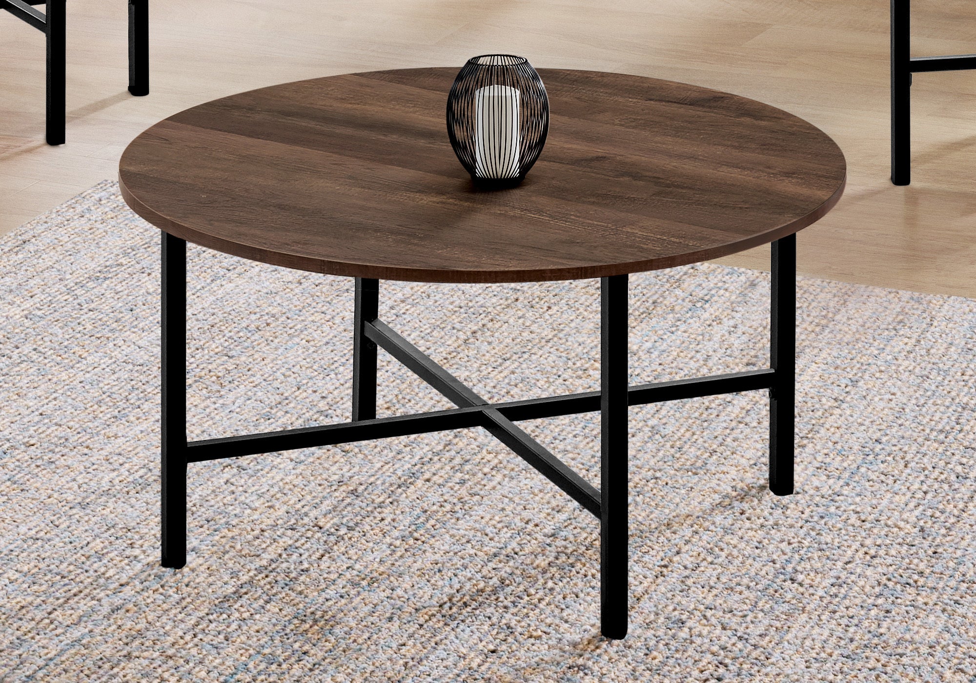 ENSEMBLE DE TABLE - ENSEMBLE DE 3PCS / BOIS DE RÉCUPÉRATION MARRON / MÉTAL NOIR 