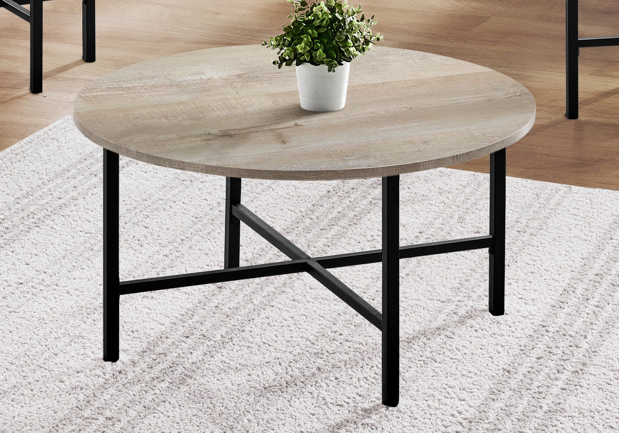 ENSEMBLE DE TABLE - ENSEMBLE DE 3PCS / BOIS TAUPE / MÉTAL NOIR 