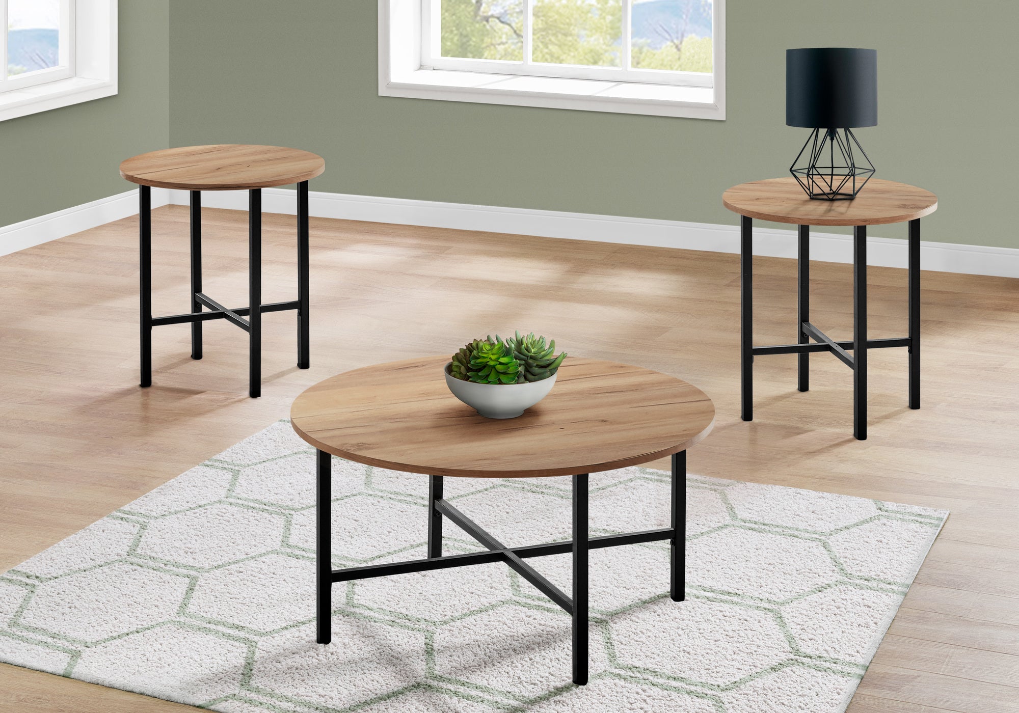 SET DE TABLE - 3PCS / PIN DORÉ / METAL NOIR 
