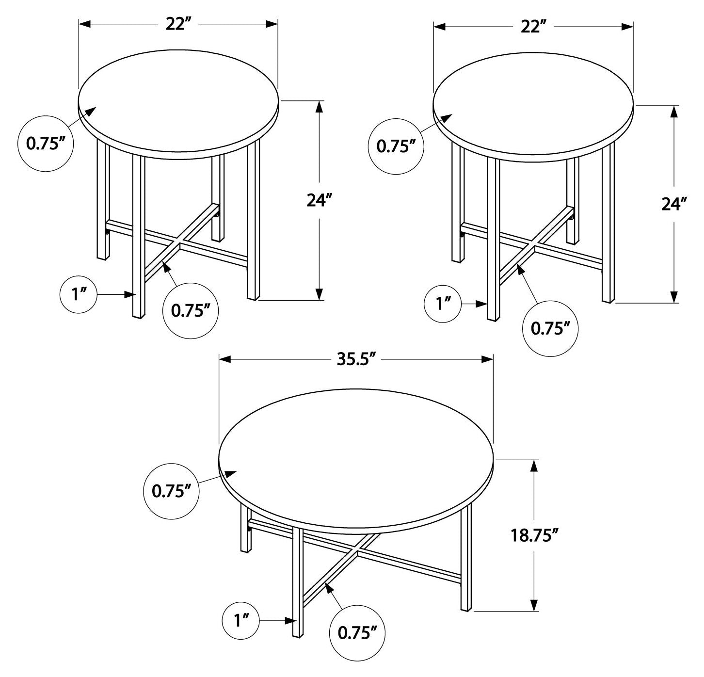 SET DE TABLE - 3PCS / PIN DORÉ / METAL NOIR 
