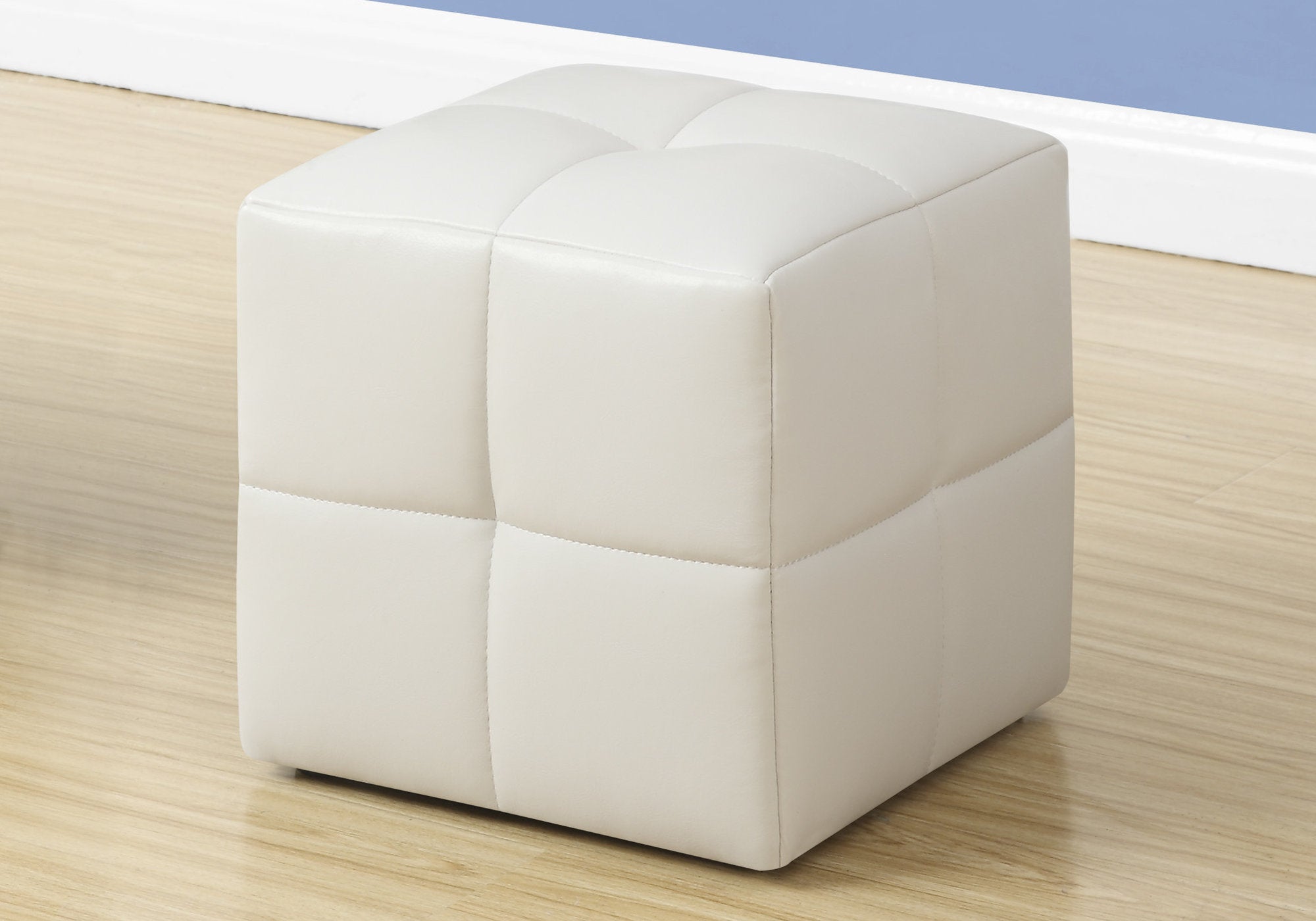 POUF - ENSEMBLE 2PCS / JUVÉNILE / SIMILI-CUIR BLANC
