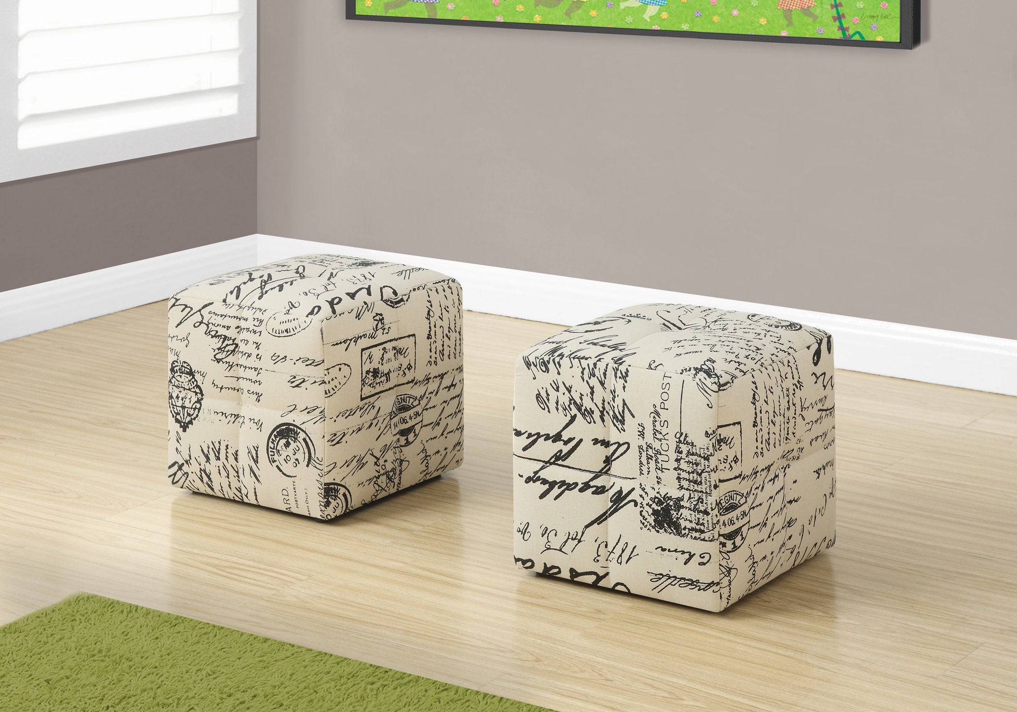 POUF - ENSEMBLE 2PCS / JUVÉNILE / TISSU FRANÇAIS VINTAGE 