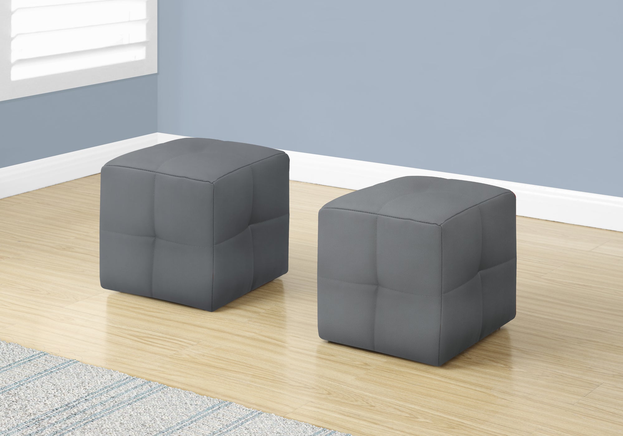 POUF - ENSEMBLE 2PCS / JUVENILE/ SIMILI-CUIR GRIS 