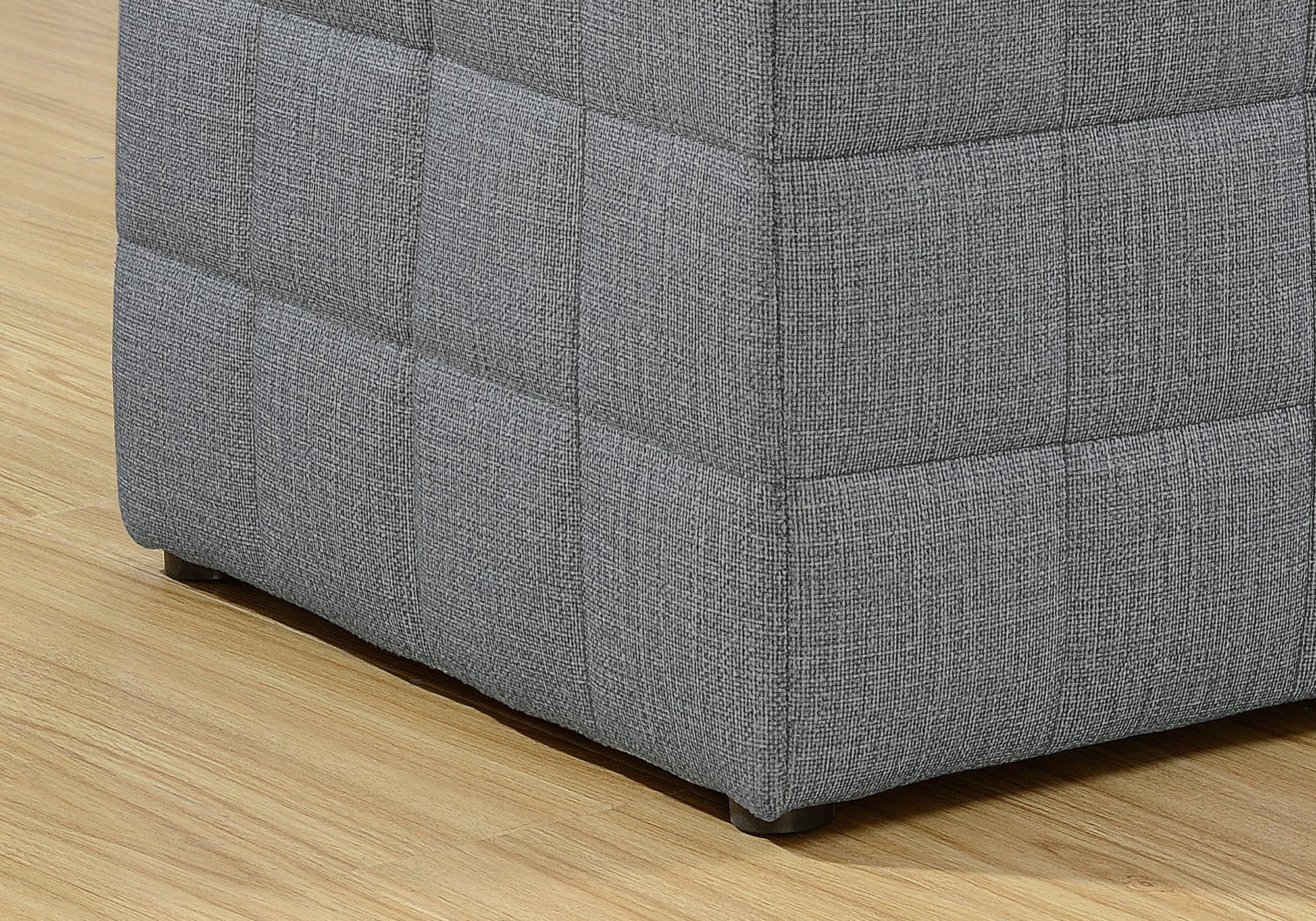 POUF - TISSU ASPECT LIN GRIS CLAIR