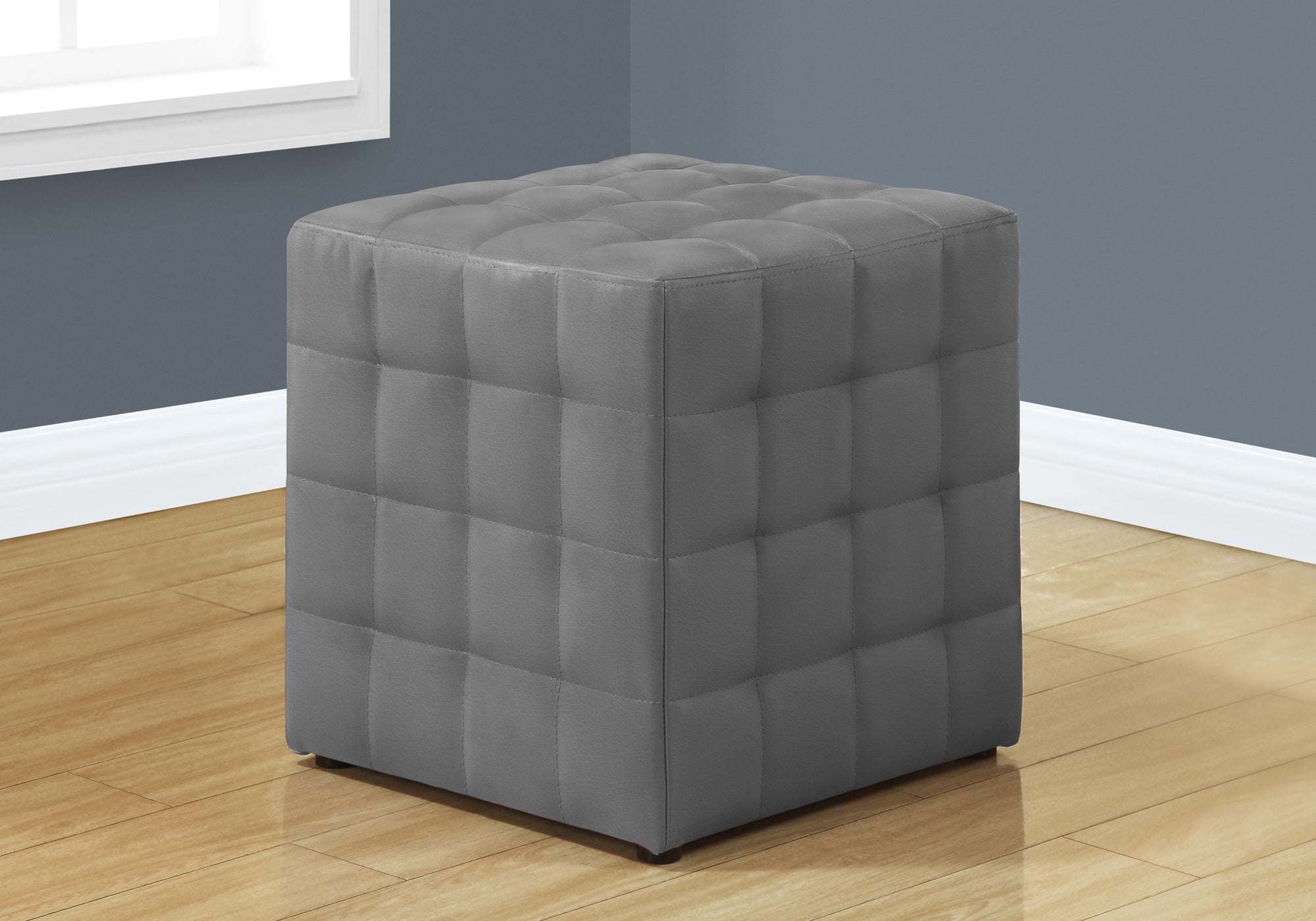 POUF - TISSU SIMILICUIR GRIS 