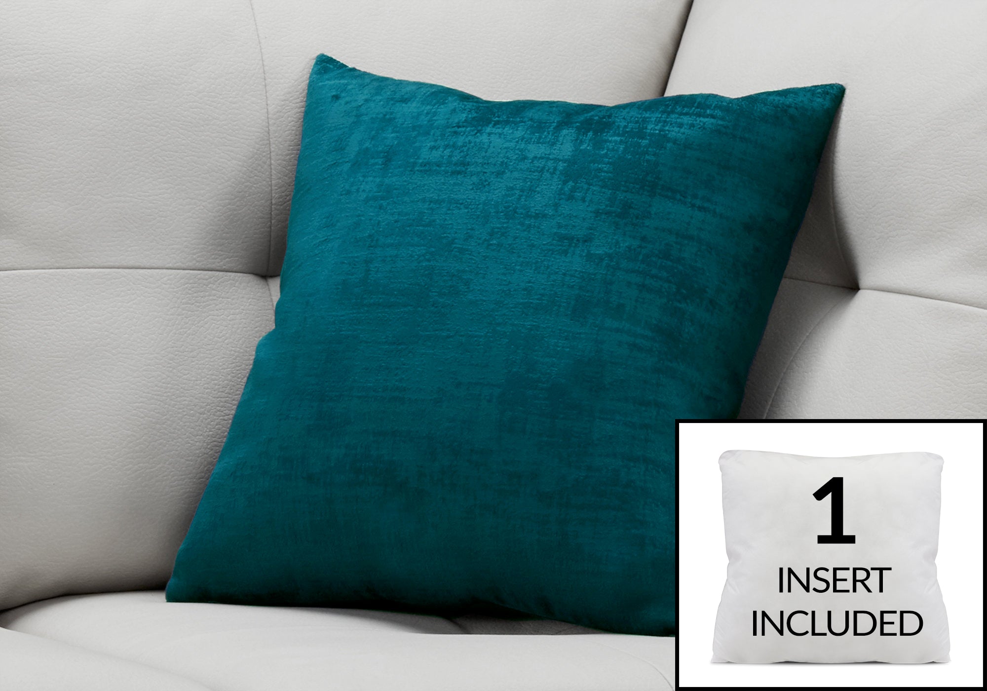 COUSSIN - 18"X 18" / VELOURS BROSSE TURQUOISE / 1PC 